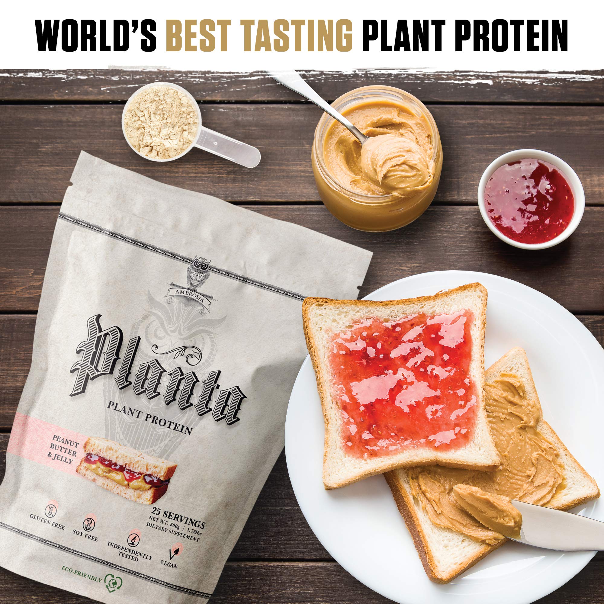 Ambrosia Planta - Premium Organic Plant-Based Protein (Peanut Butter & Jelly)