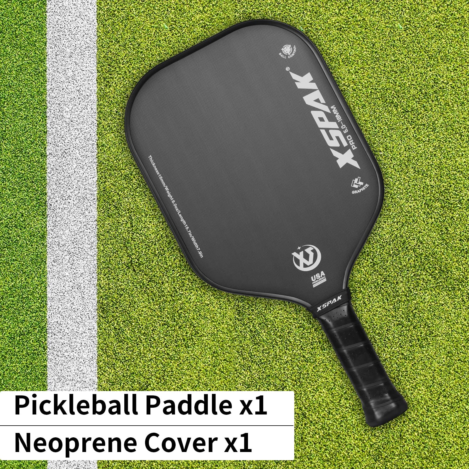 XS XSPAK Carbon Fiber Pickleball Paddle - Tournament Edition - World Champion Surface Technology Options Pickleball Racket - USAPA Polypropylene Honeycomb Paddle with Cushion Comfort Grip