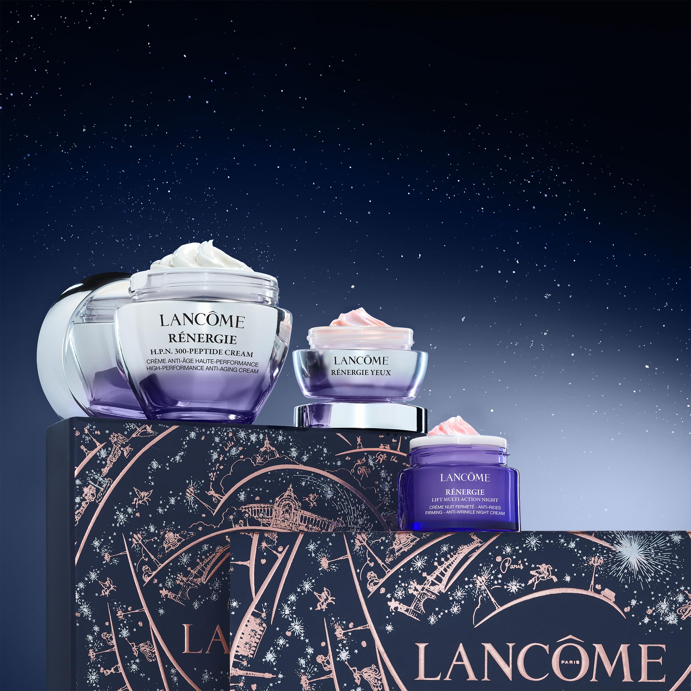 Lancôme Rénergie Skincare Gift Set - Full Size H.P.N. 300-Peptide Face Cream, Full Size Eye Cream & Travel Size Night Cream - Limited Edition