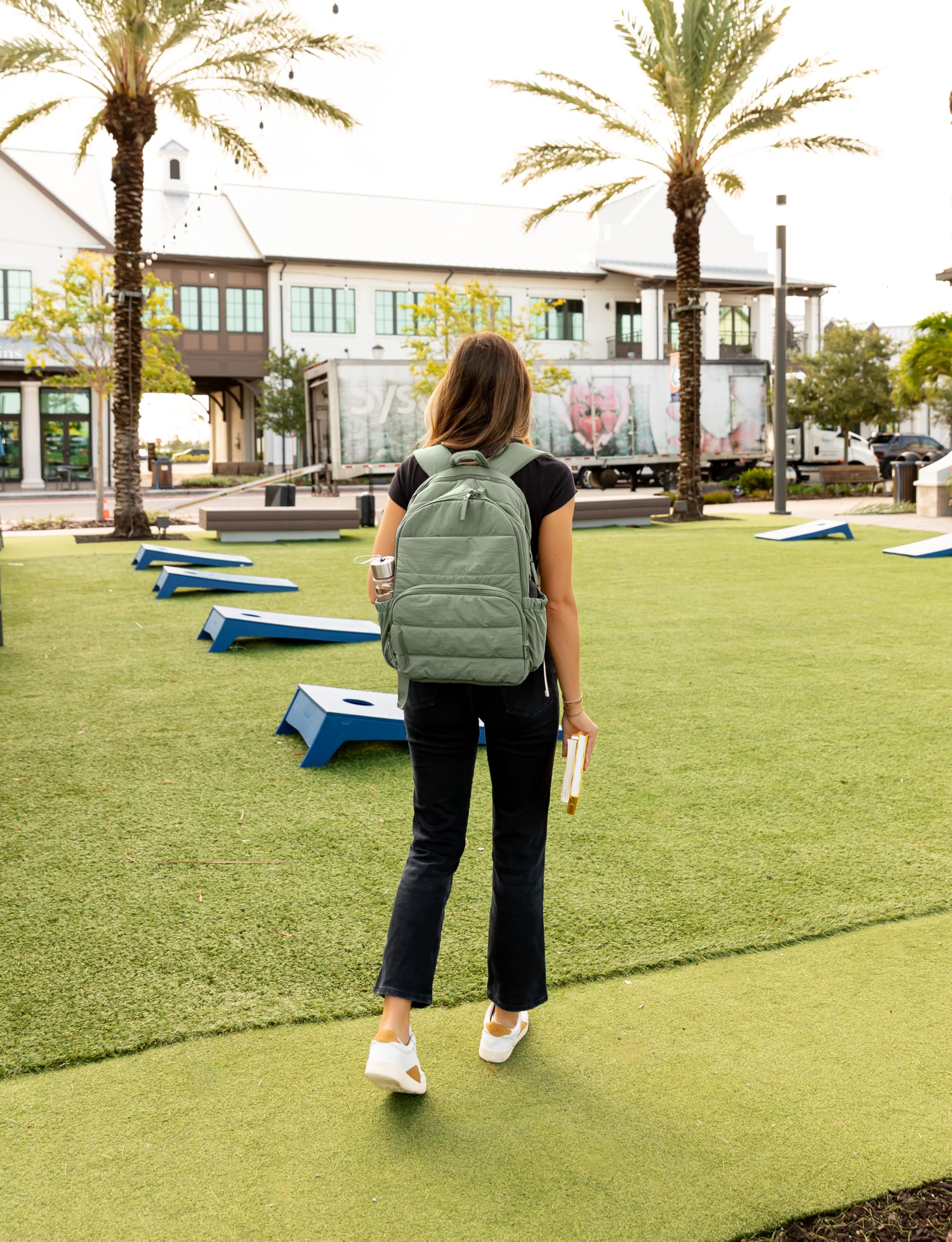 Uselike Travel Backpack for Women, 15.6 Inch Laptop Backpack, Quilted College Bookbag, Cute Work Backpacks, Water Resistant