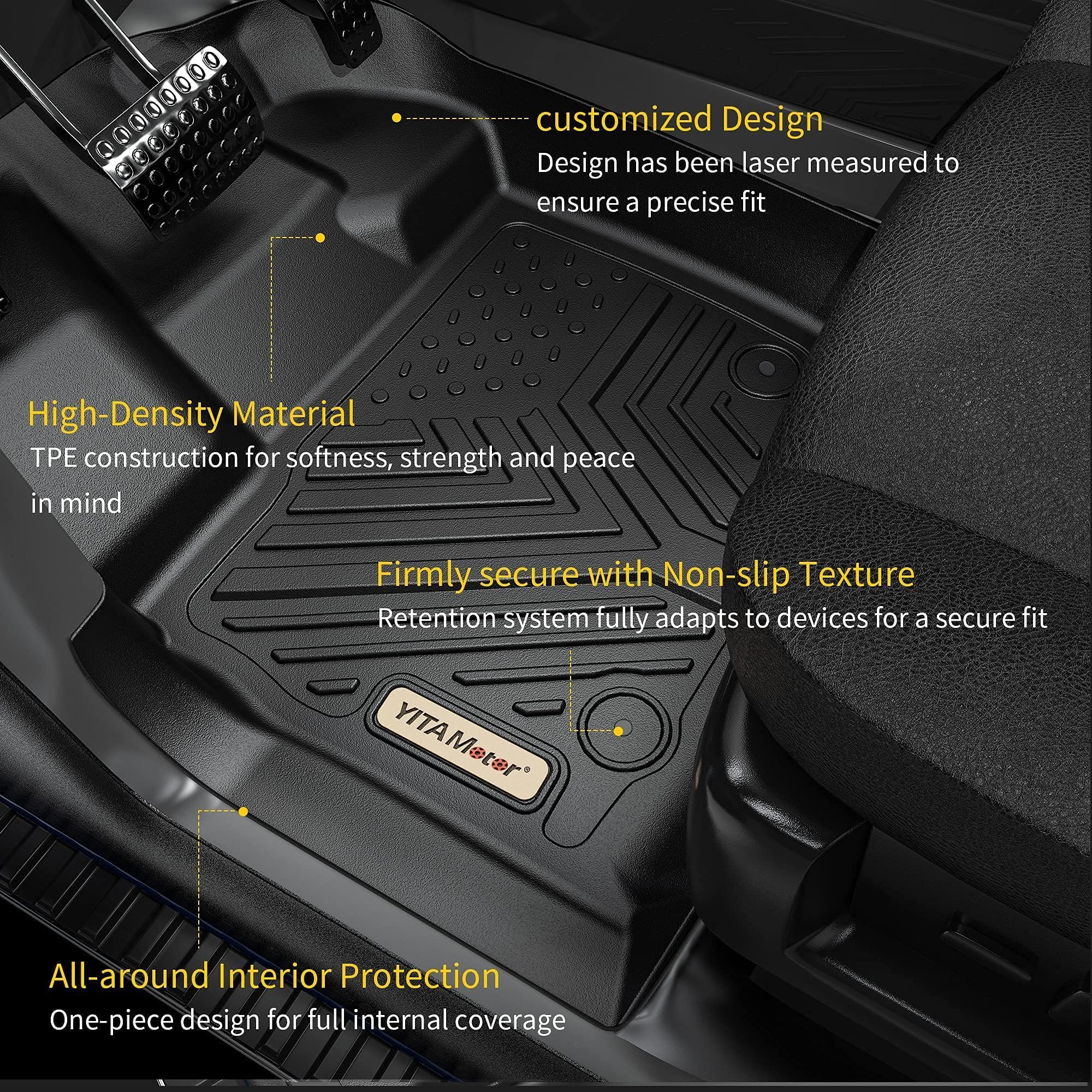 YITAMOTOR Floor Mats Compatible with 2012-2016 Honda CR-V, Black All-Weather Custom Fit Front 1st & 2nd Row Floor Liner Set