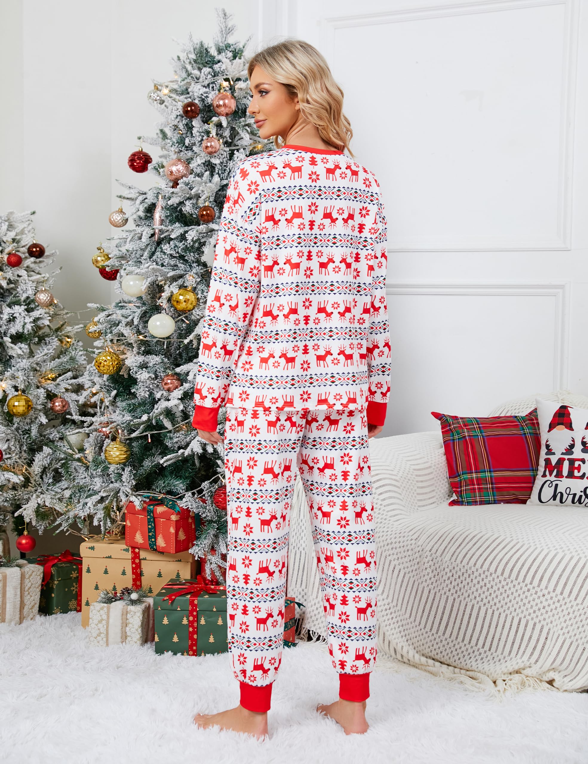 Blooming Jelly Womens Cute Pajama Sets Soft Long Sleeve Christmas Pajamas Xmas Lounge Pj Set 2024 (Large, Red03)