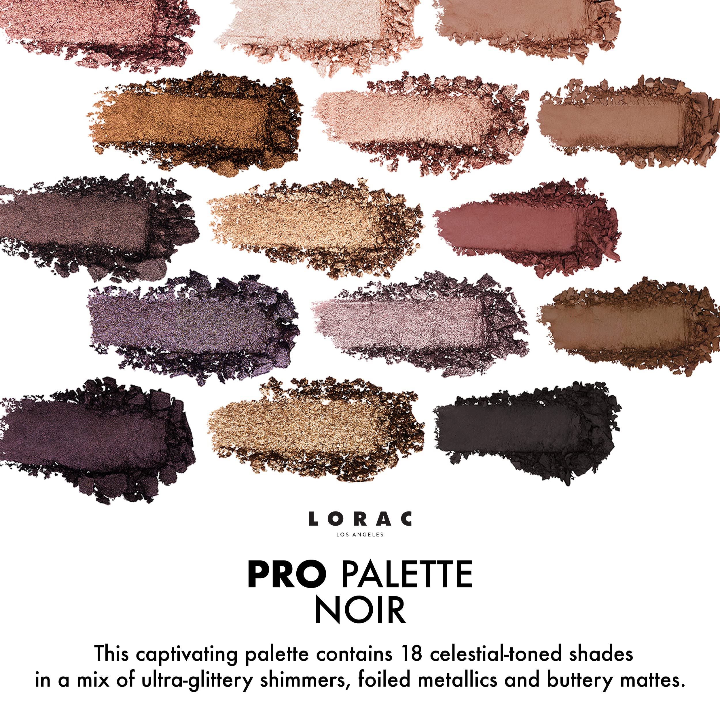 LORAC PRO Matte & Shimmer Eyeshadow Palette, Noir | Glitter | Mirror Compact | Cruelty Free, Gluten Free, Vegan