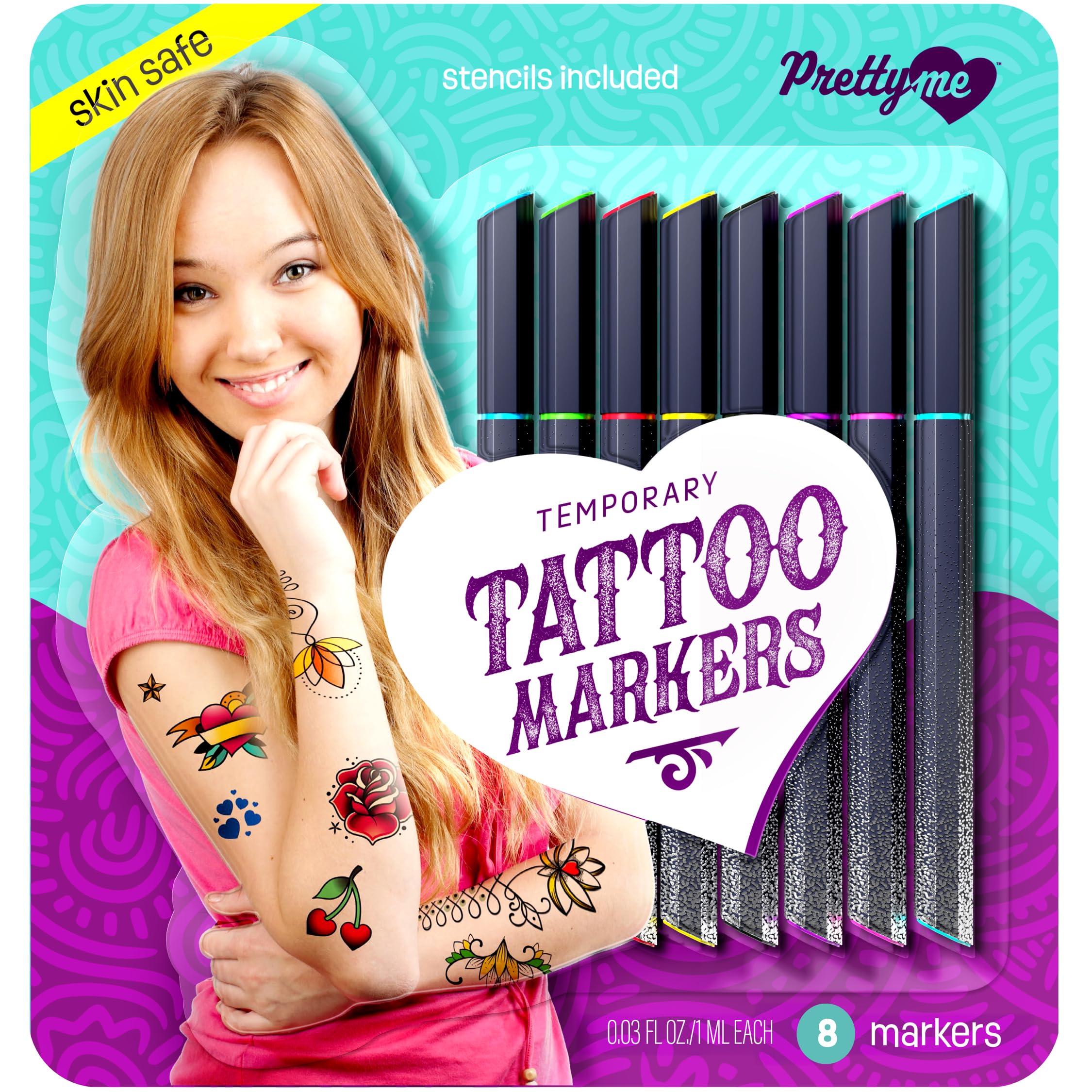 Temporary Tattoos Markers - Henna Body Tattoo Kit for Girls & Adults - Skin Pens for Teen Girl Gifts Trendy Stuff - 12 + Year Old - Cool Birthday Gift Ideas Teens 12 13 14 15 16 17 18 Teenage Tween