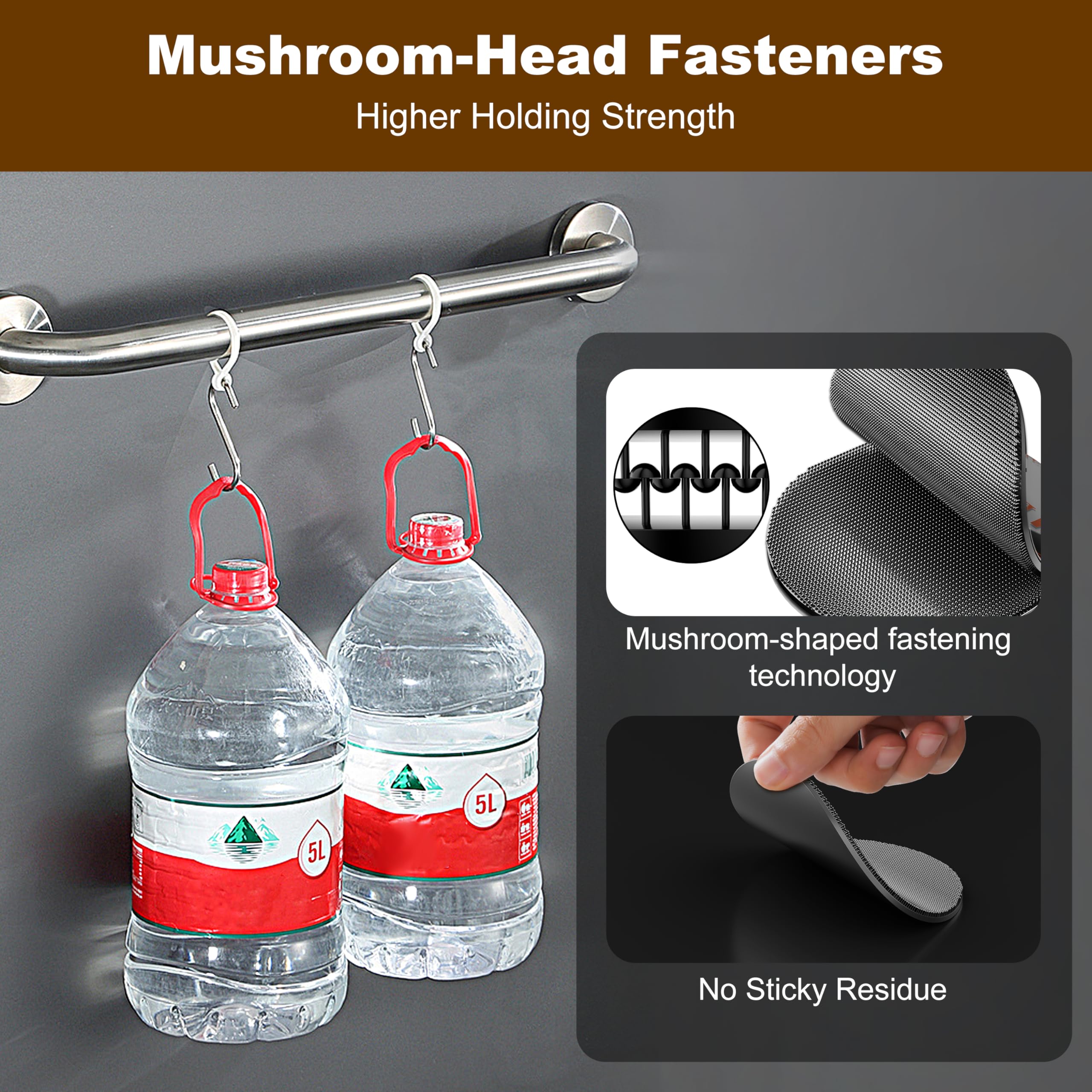 PHIXBEAR 2in Dual Lock Fastener Made of 3M SJ3551CF, 8 PCS Reclosable Interlocking Tape Heavy Duty, EZ Pass Holder Adhesive Hook Lock Sticky Back Mushroom Mounting Tape for Indoor & Outdoor