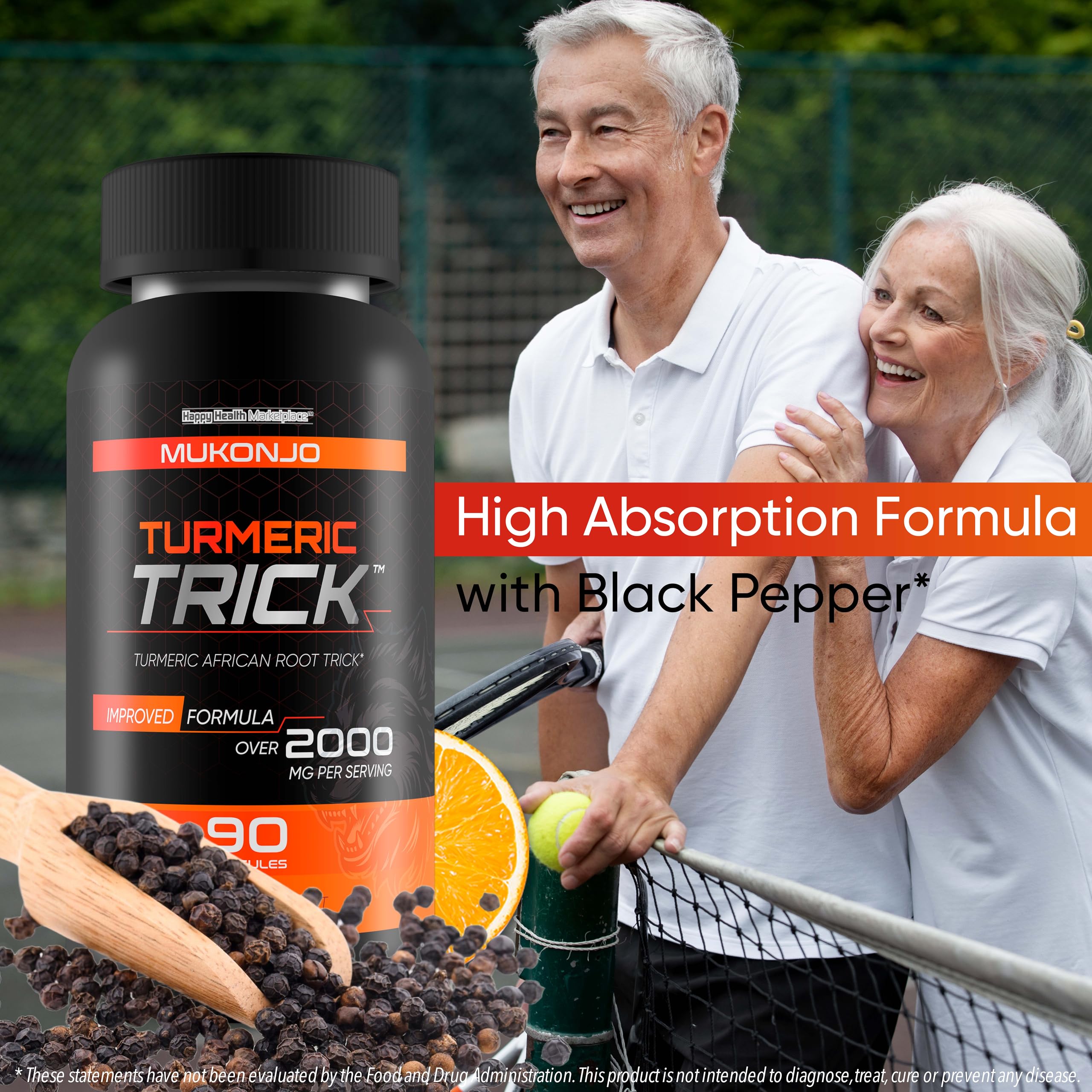 Mukonjo Turmeric Trick - with Vitamin D and Zinc for Men - Our Best Turmeric Curcumin Supplement for Men - Enriched with Black Pepper - Turmeric African Root Trick - Mens Health Vitamin D