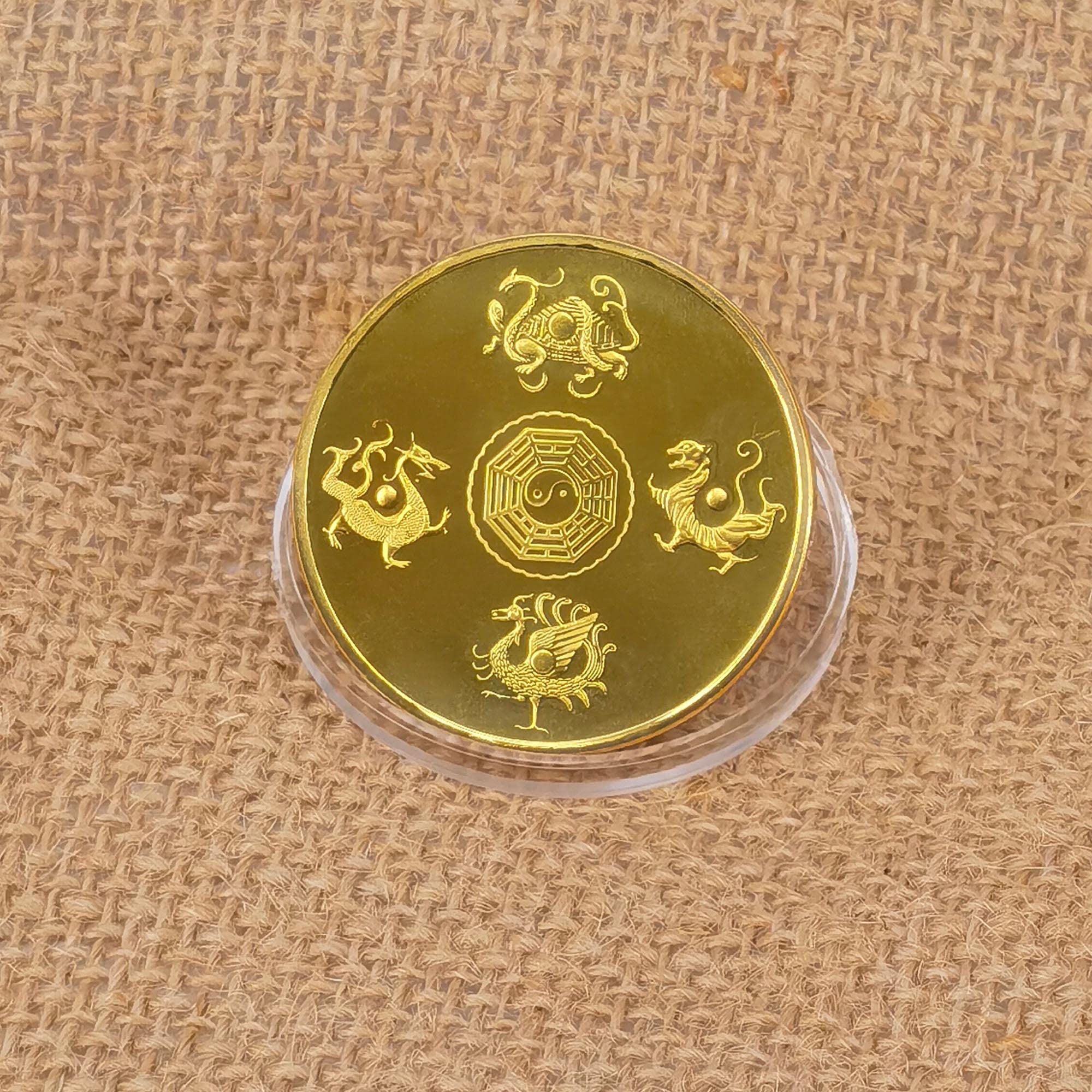 Chinese Ancient Mythical Creatures Lucky Coin White Tiger Lottery Ticket Scratcher Tool Lucky Charms Challenge Coin
