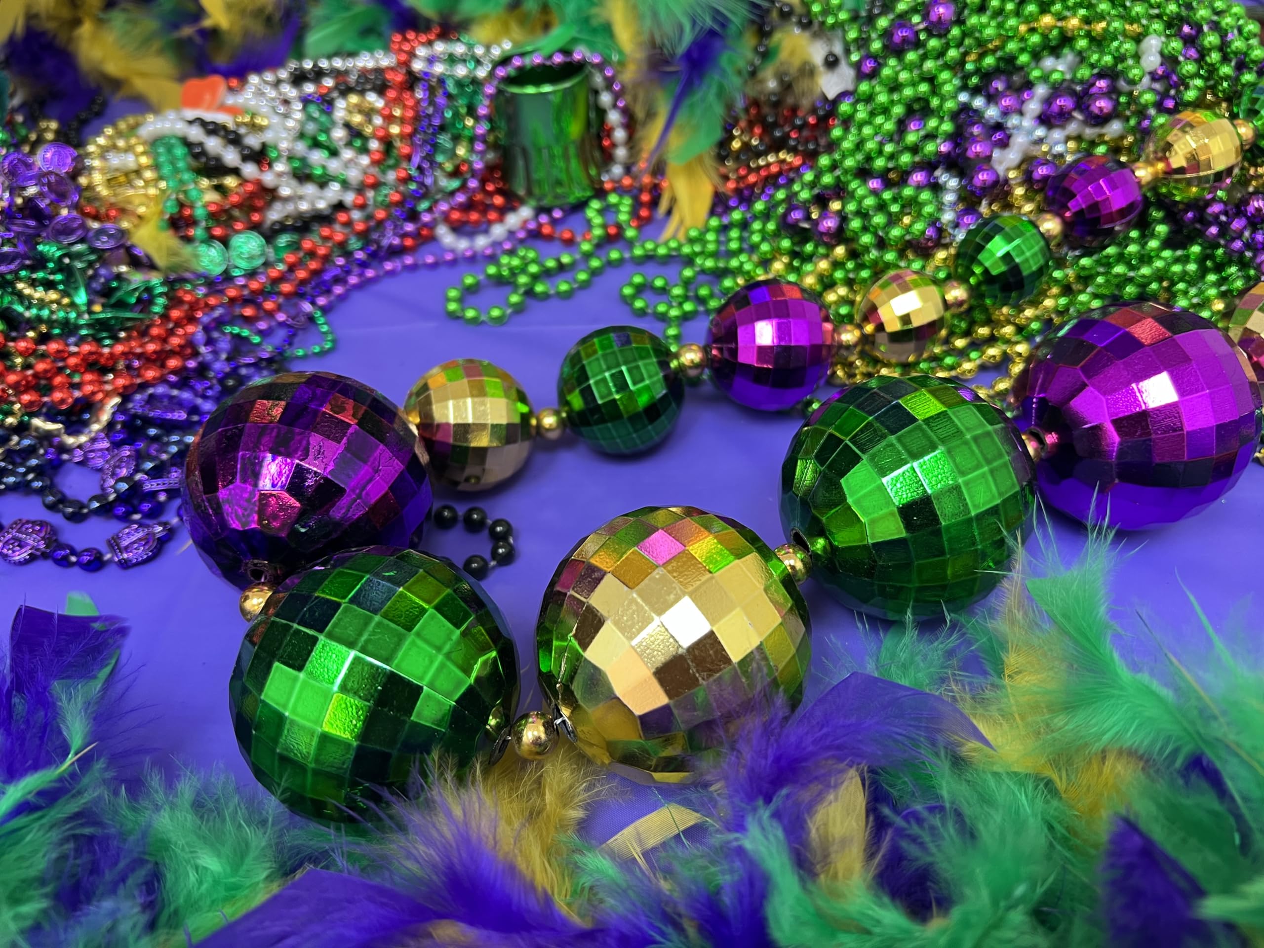 GiftExpress 6PC 44 Inch Jumbo Bead Necklace for Party Favors, Mardi Gras Festival, Parades