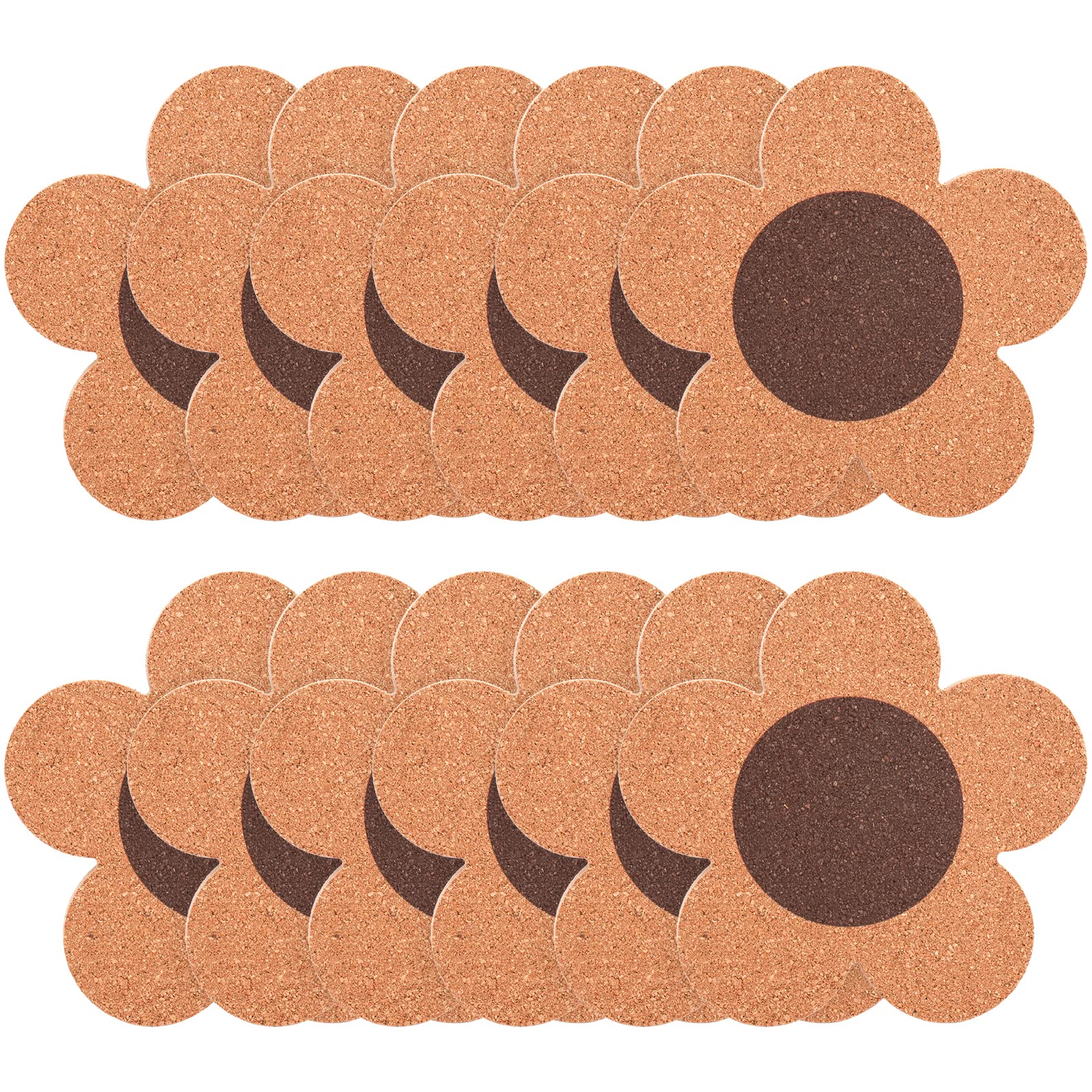 Fasmov 12 Pack 3/8" Thick Cork Coasters, 4 Inch Flower Shape Absorbent Natural Cup Coasters Heat Resistant Coasters for Drinks, Wine Glasses, Cups & Mugs