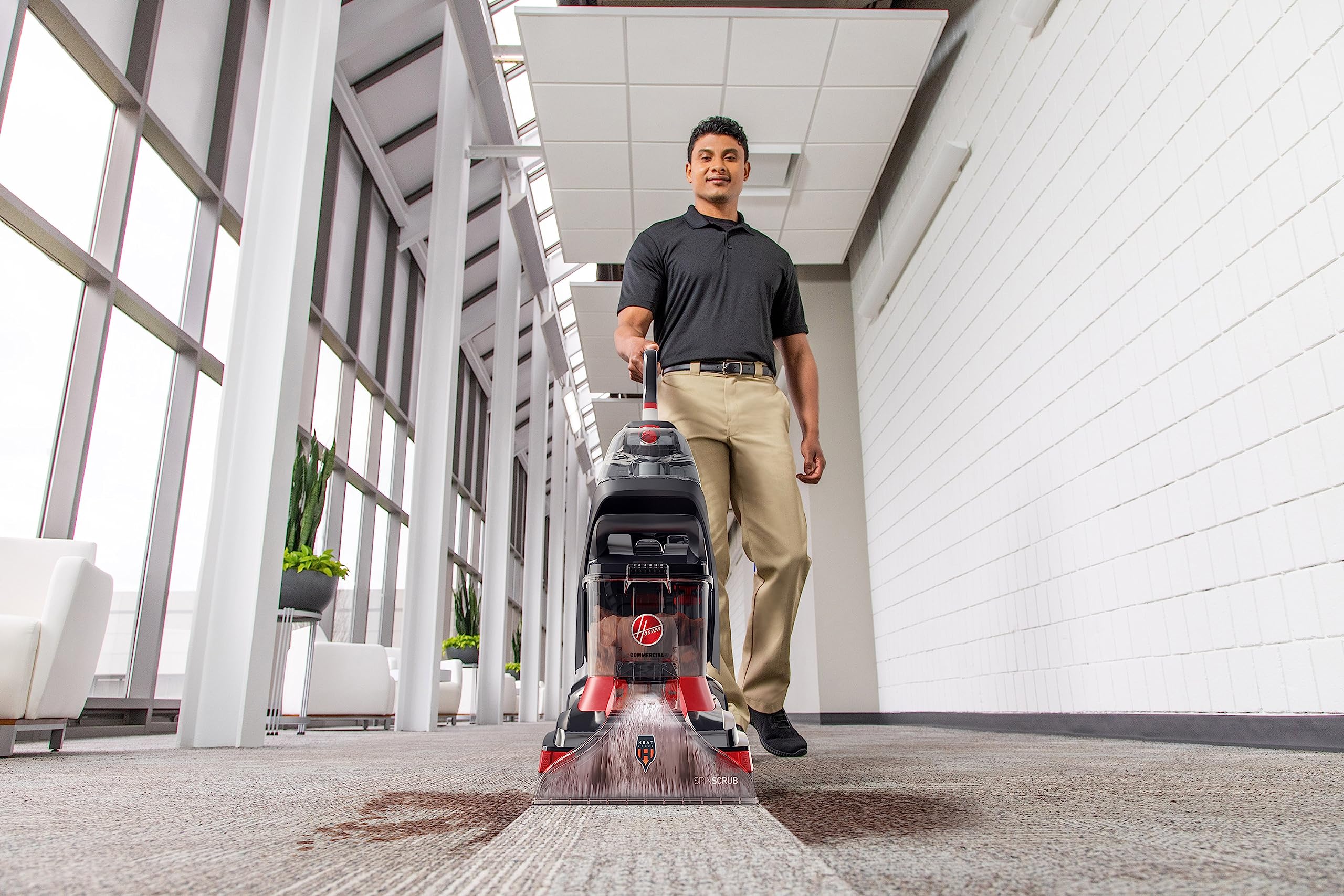 Hoover Commercial PowerScrub XL Spot Extractor, Carpet Cleaner Machine, Upright Shampooer, Commercial Grade Stain Remover, Powerful Deep Cleaner with Heated Drying, CH68000V, Black