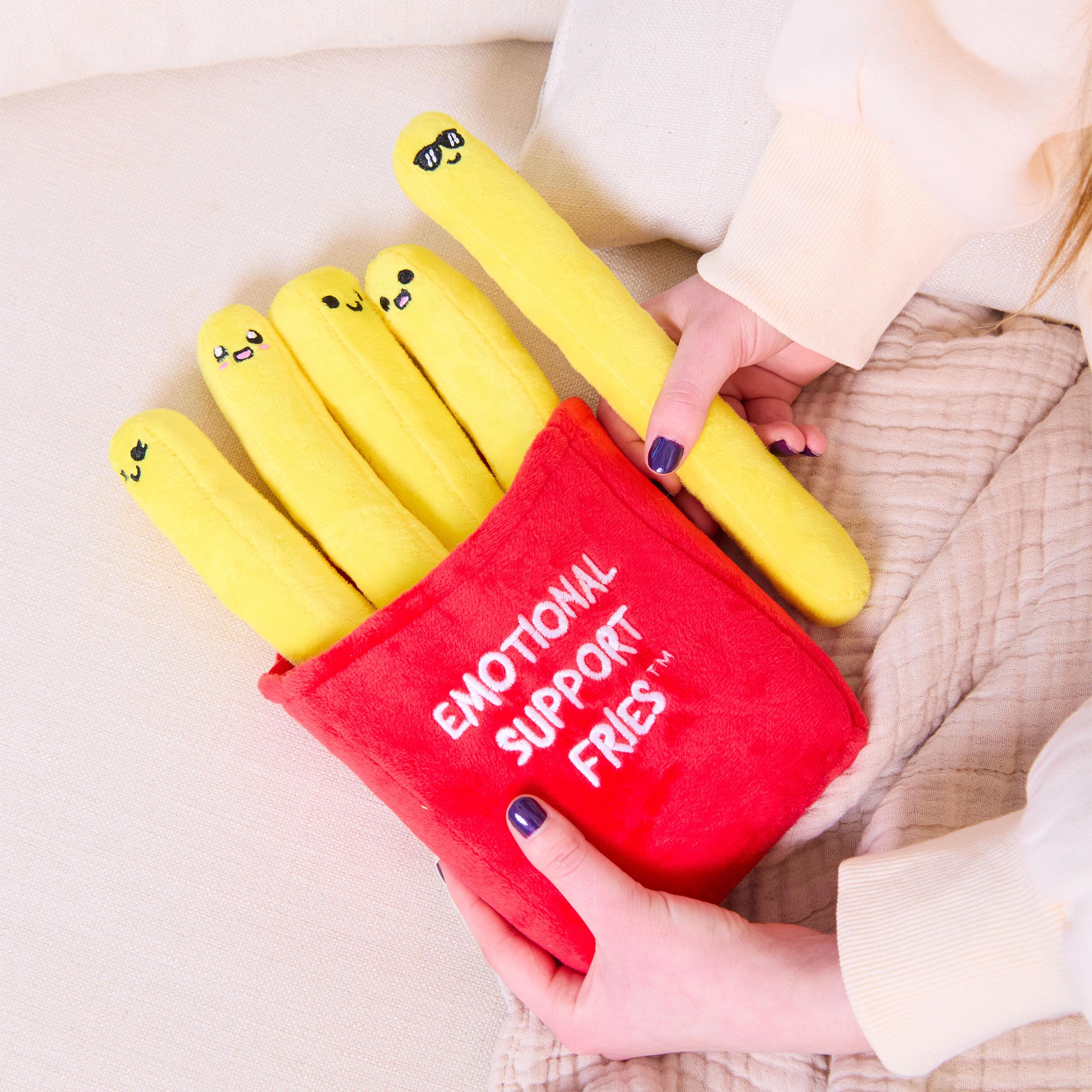 WHAT DO YOU MEME? Emotional Support Fries - The Cuddly Plush Comfort Food — French Fry Stuffed Animals, Great as Stocking Stuffers for Kids and Teens!