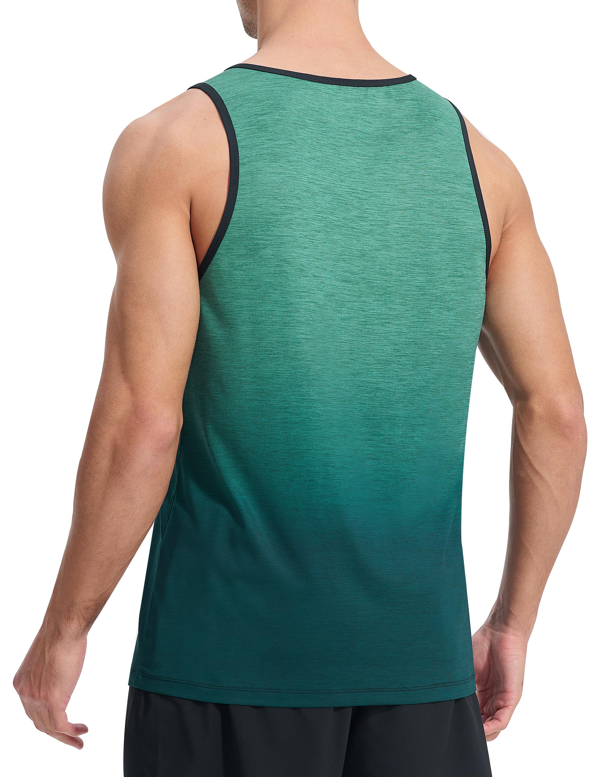 EZRUN Men's Tank Tops Quick Dry Workout Gym Sleeveless Shirts Summer Running Athletic Swim Shirts Green