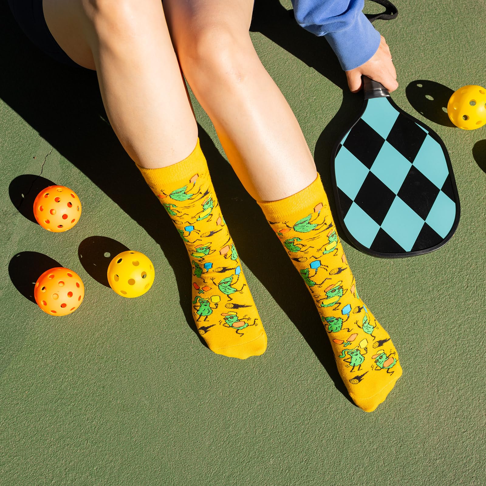 Lavley Pickle Baller Funny Socks for Pickleball Gifts for Men and Women (Uniex, One Size Fits Most)