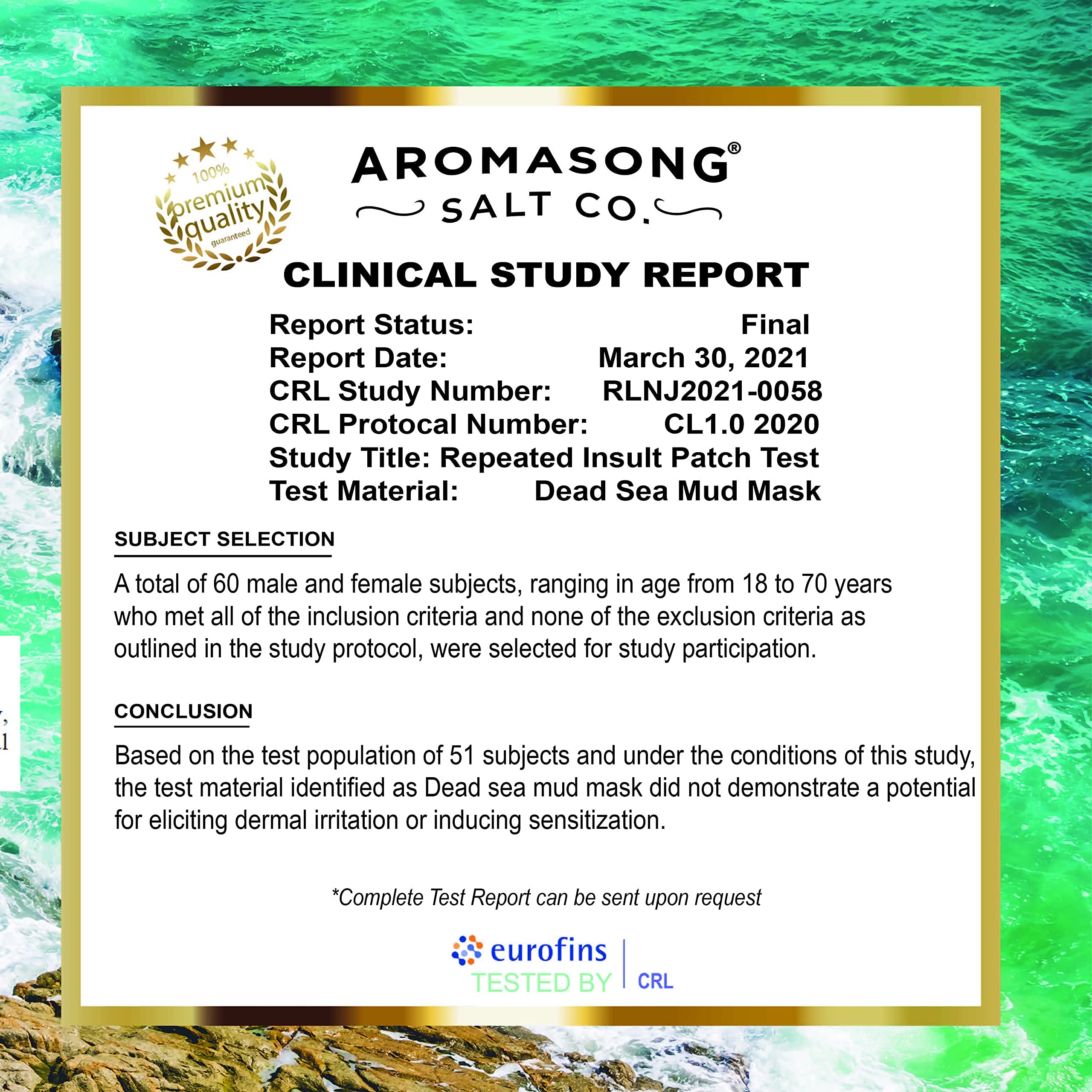 Aromasong 20 lbs Raw Dead Sea Bath Salt in Resealable Pack with 100% Pure Dead Sea Mud Facial Mask - 5 Minute Mask - No Ingredients Added