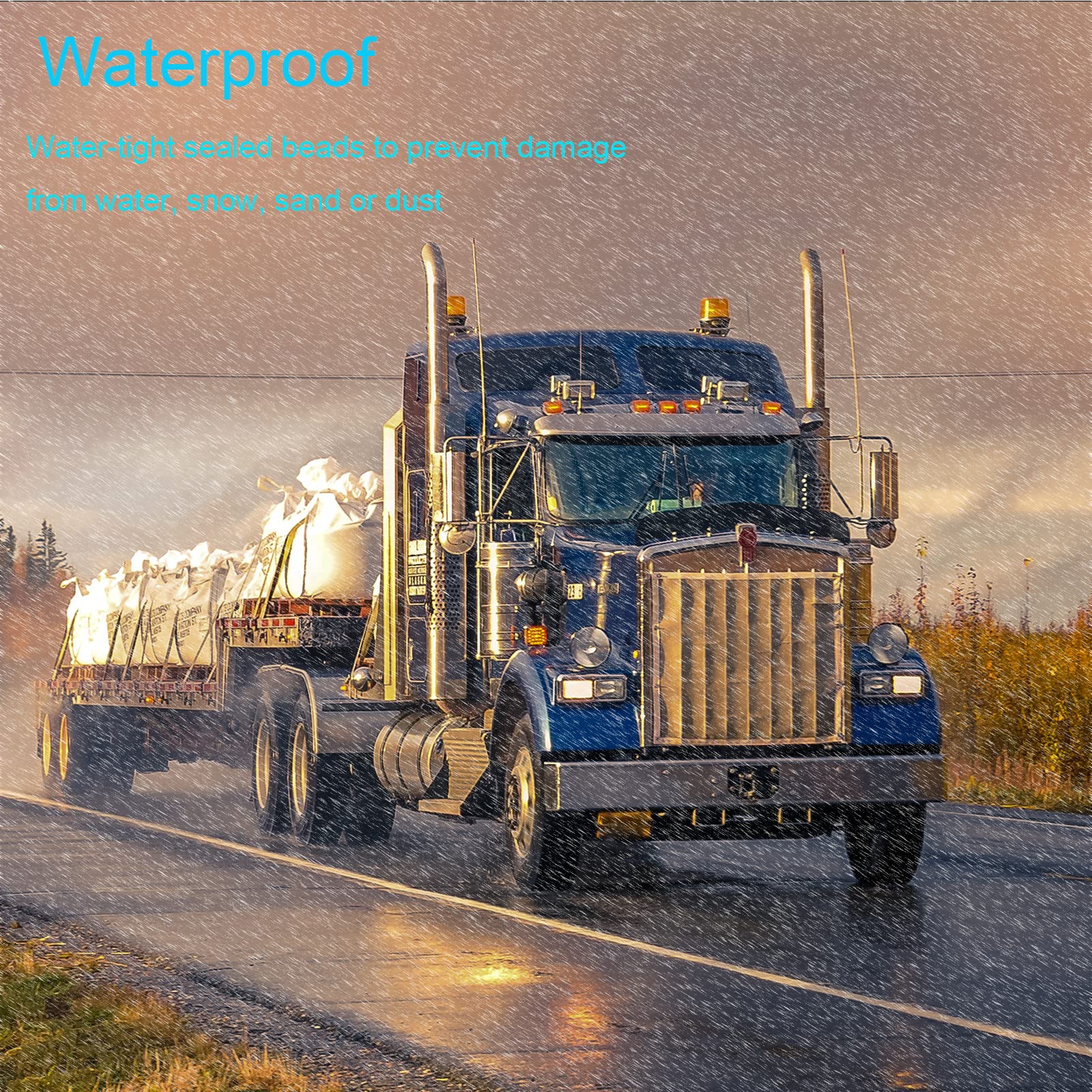 2 PCS Amber/Red Double-Face Pedestal Fender Light with Stud Mount, Square 52 LED Stop Turn Tail Signal Trailer Light for Semi Trucks Peterbilt Kenworth Freightliner Towing Dual-Face Orange Waterproof