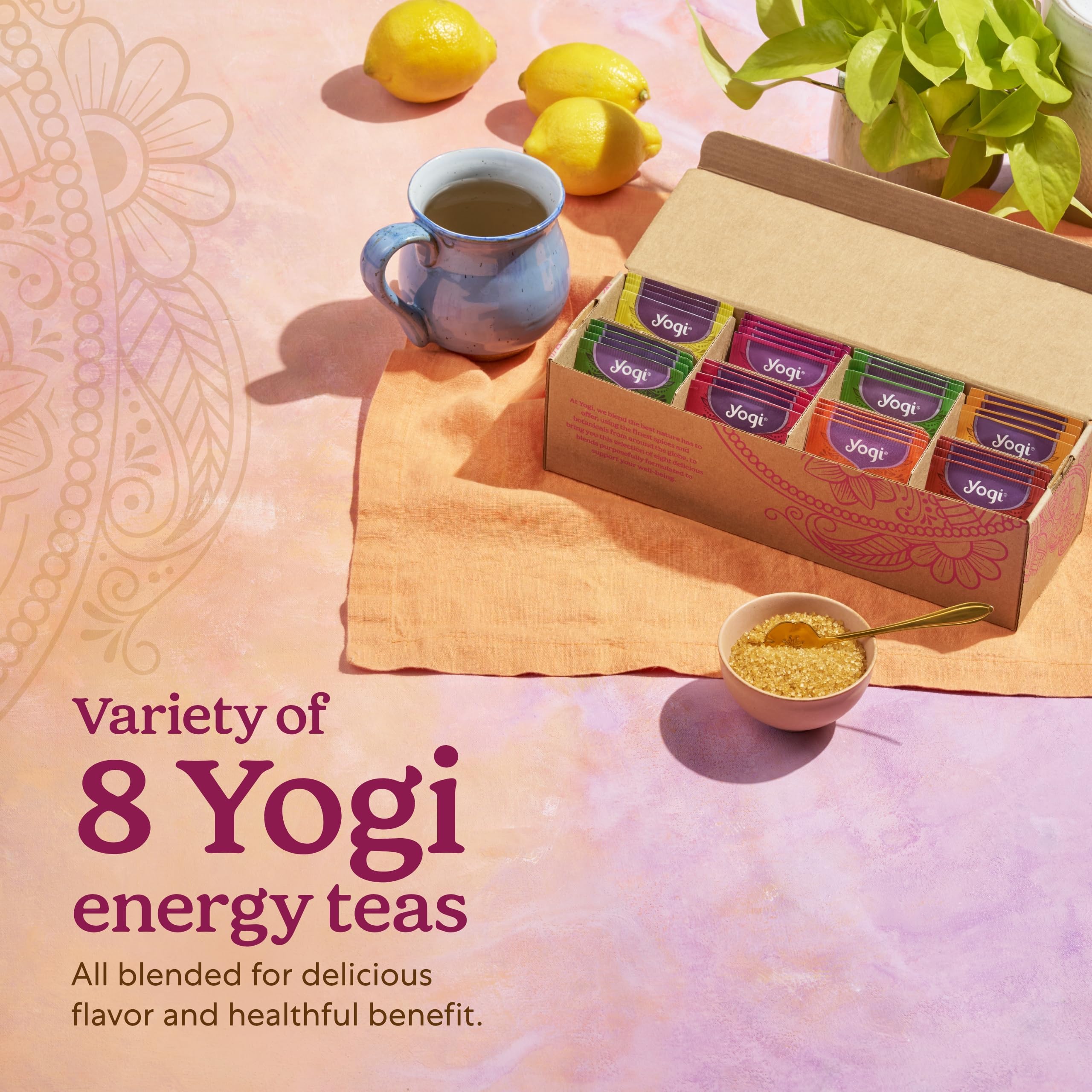 Yogi Organic Tea Energy Sampler Box - 8 Favorite Black & Green Teas (32 Tea Bags) - Assorted Delicious Wellness Teas - Contains Caffeine - Tea Gift Set & Variety Pack Sampler