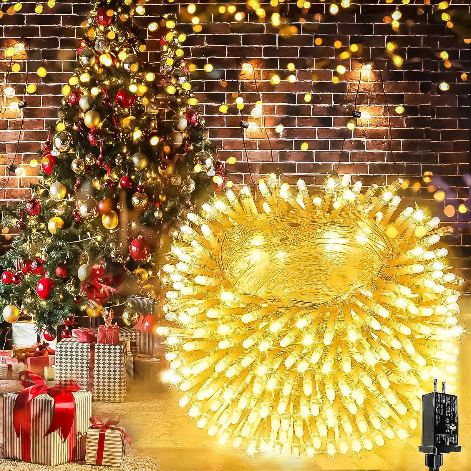 Extra-Long 66FT Christmas Lights Outdoor/Indoor, 200 LED Super Bright String Lights for Bedroom, Waterproof 8 Modes Plug in Twinkle Fairy Lights for Classroom Christmas Tree Decorations (Warm White)