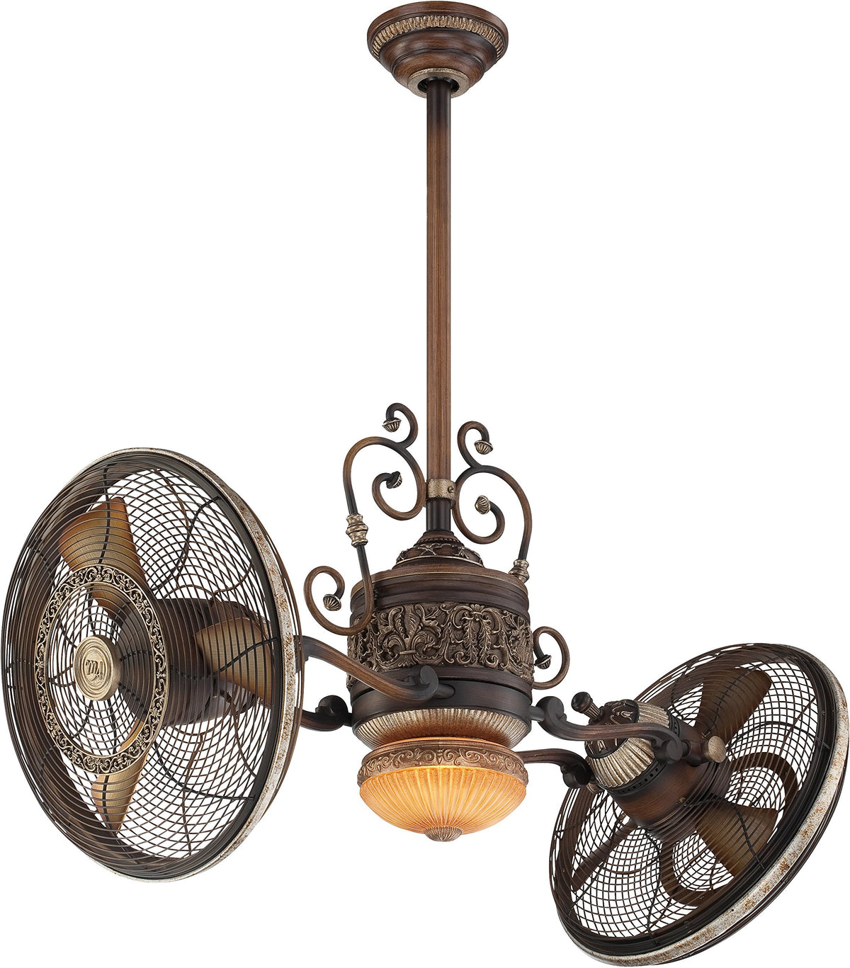 Minka-Aire F502-BCW Traditional Gyro 42 Inch Twin Head Ceiling Fan in Belcaro Walnut Finish
