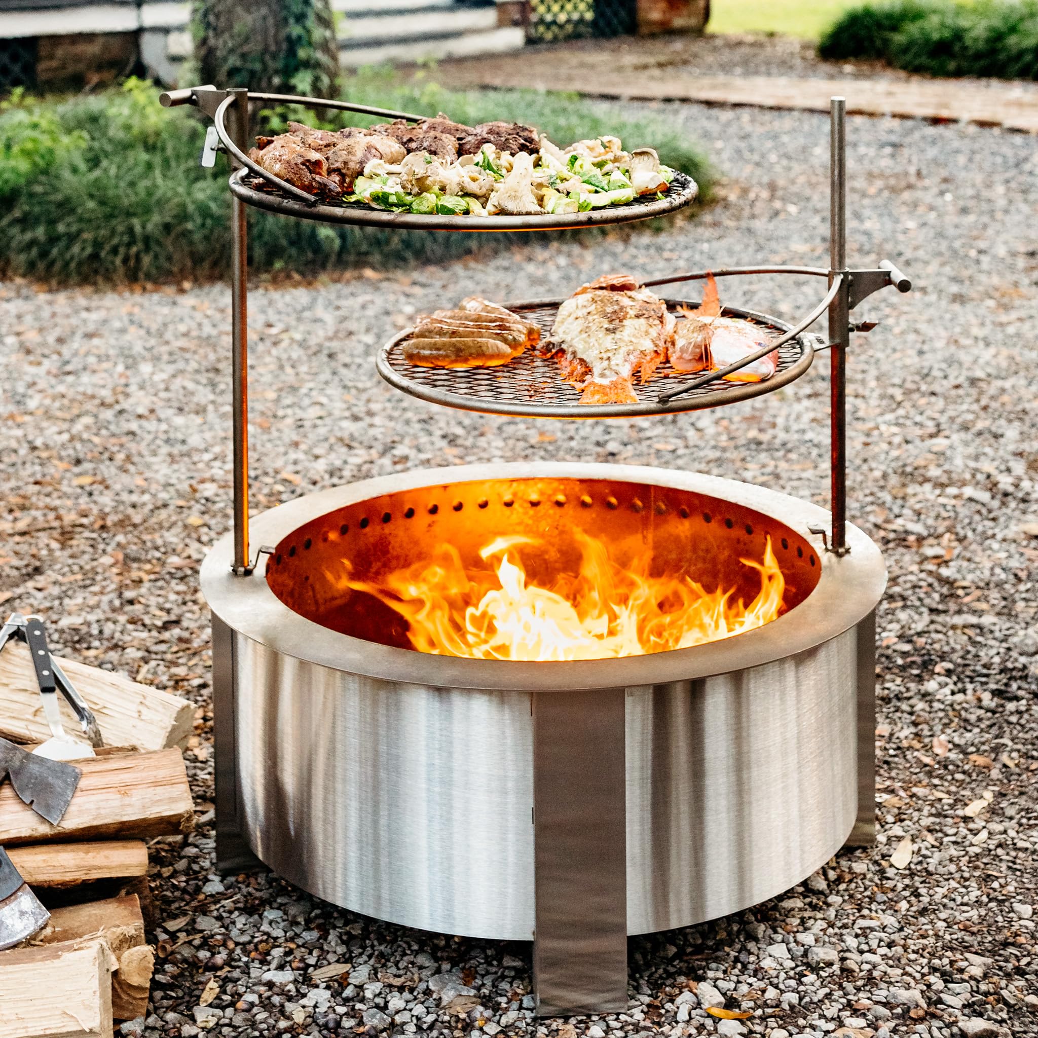 Outpost Grill 24 - Campfire Grill - Breeo X Series Accessory - Stainless Steel, Durable, USA Made - Campfire Grate - Camping Cooking Rack with Carrying Bag - Fire Pit Accessories