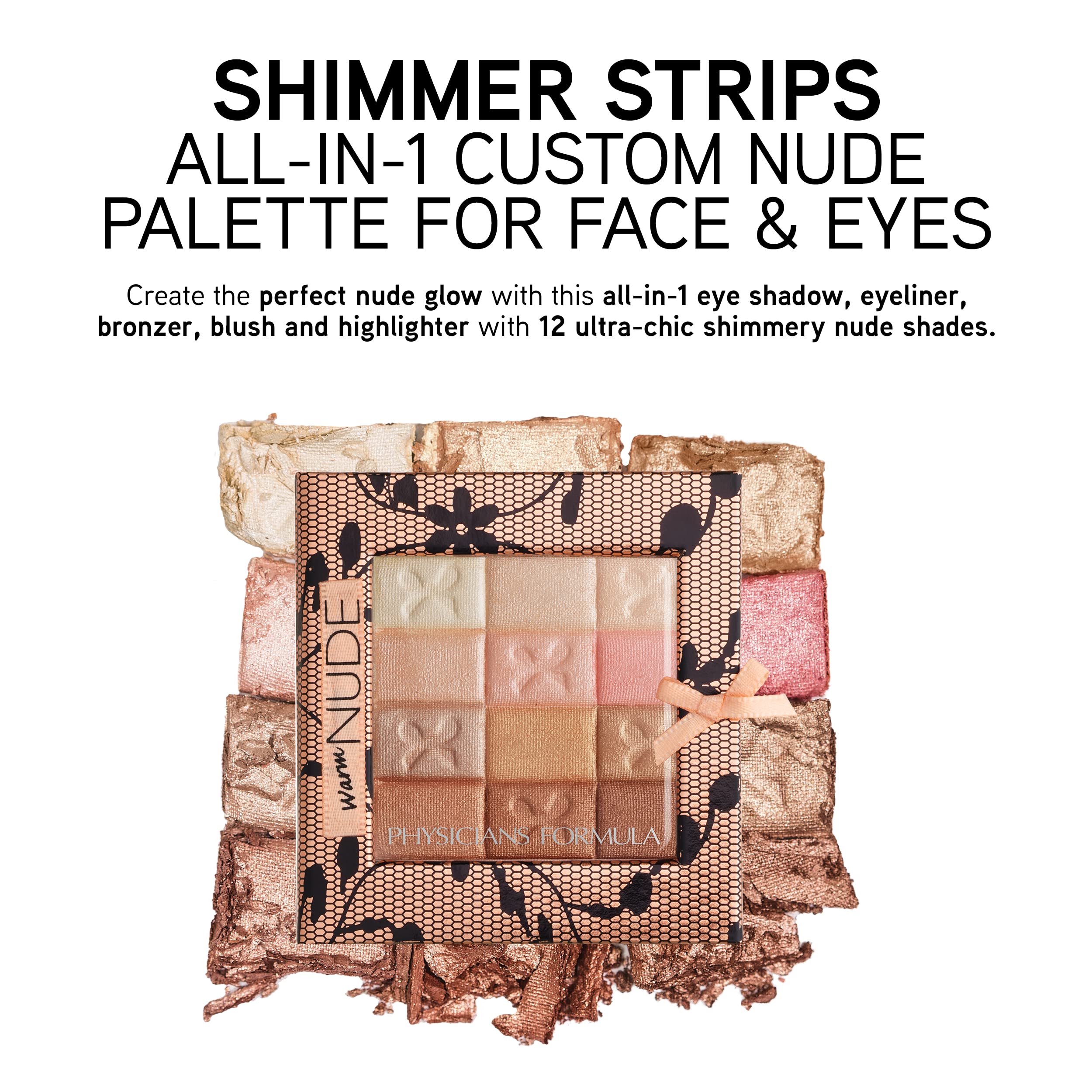 Physicians Formula Shimmer Strips Custom All-in-1 Nude Palette for Face & Eyes Warm Nude