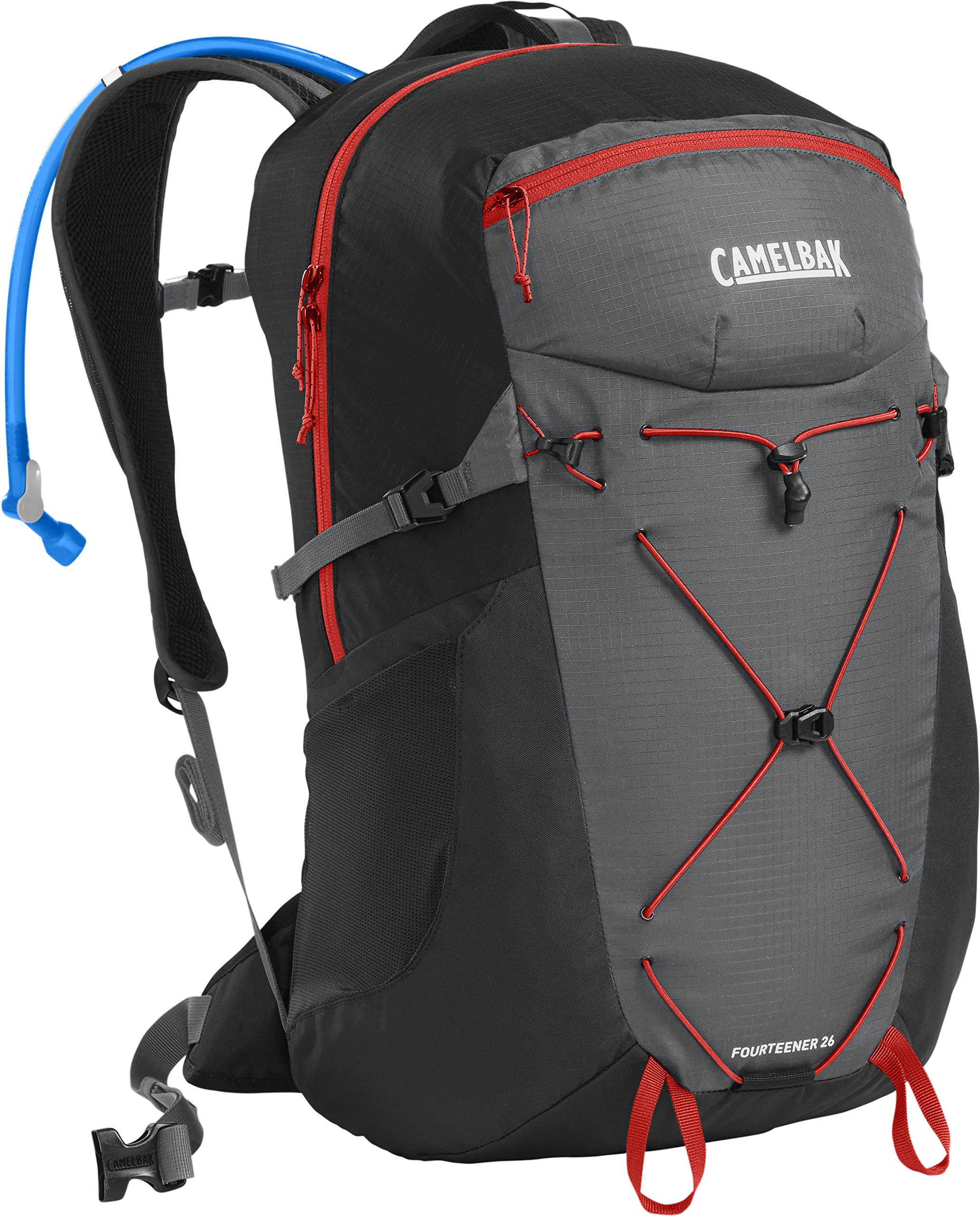 CamelBak Fourteener 26 Hiking Hydration Backpack Graphite/Red Poppy, 100oz