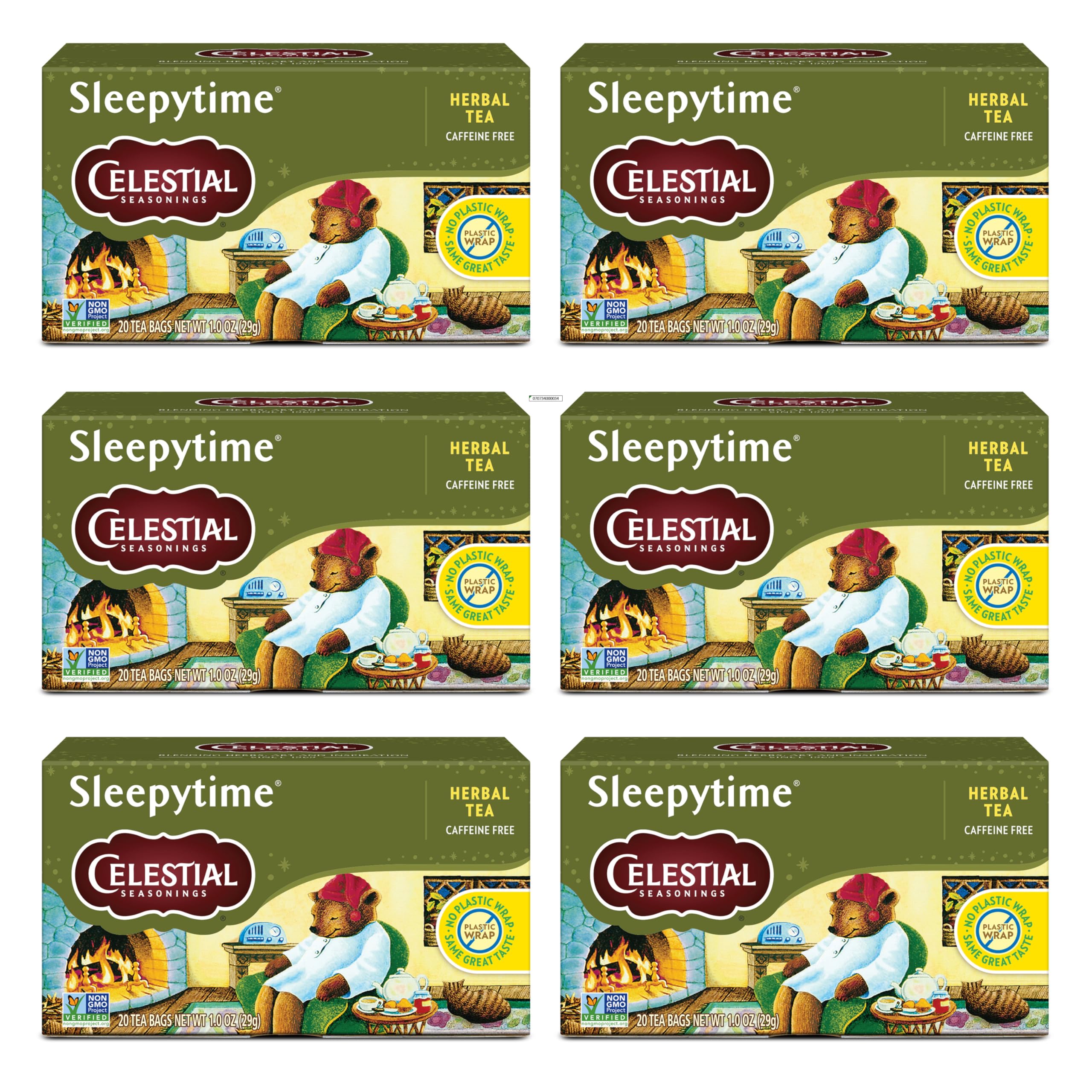 Celestial Seasonings Sleepytime Herbal Tea, Caffeine Free, 20 Tea Bags Box, (Pack of 6)