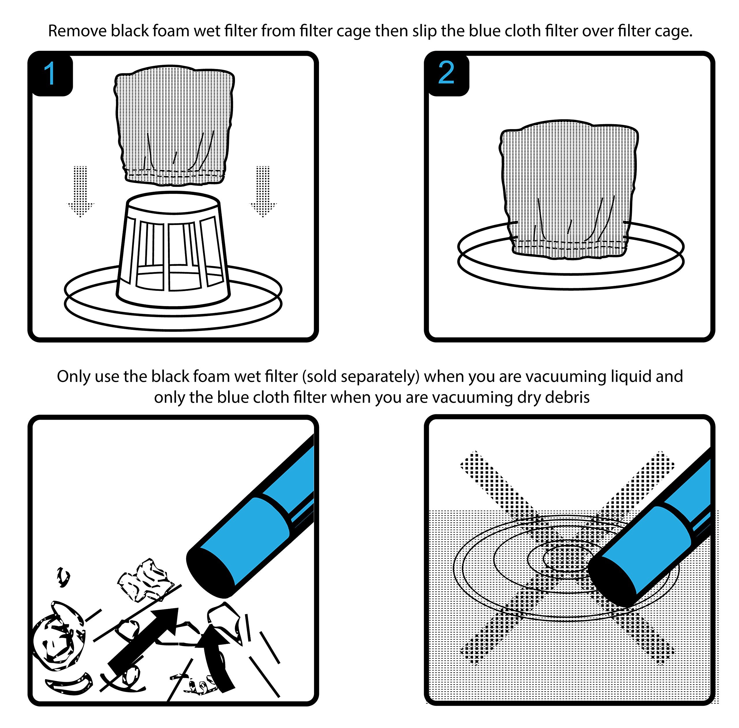 Vacmaster Cloth Filter (4 to 16 gallon), VRC5, Set of 3