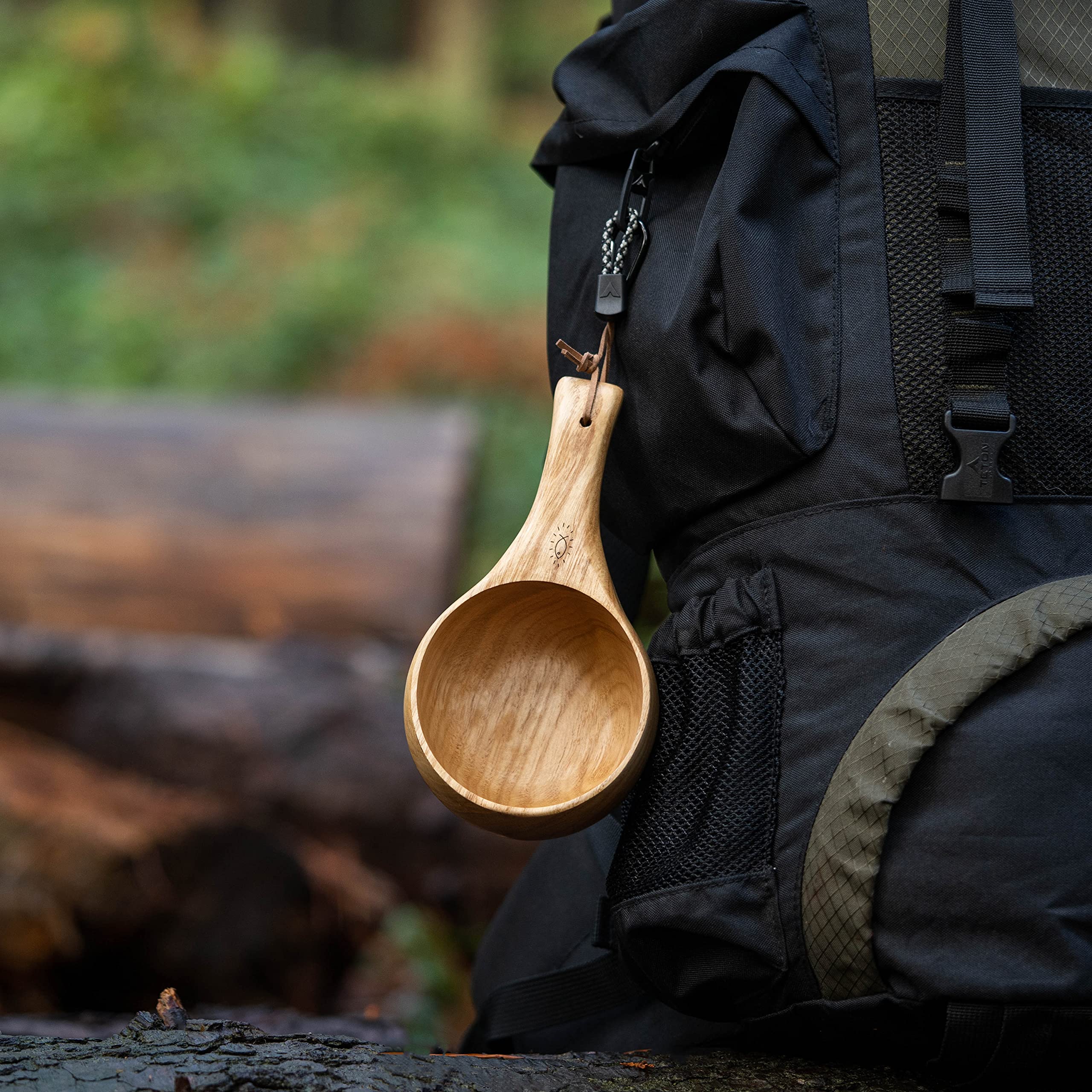 GCS Handmade Kuksa 12 Oz Portable Outdoor Wooden Camp Cup Handcrafted with Natural Chestnut Wood with Ancient Nordic Lifestyle Lightweight for Camping, Backpacking or Bushcraft