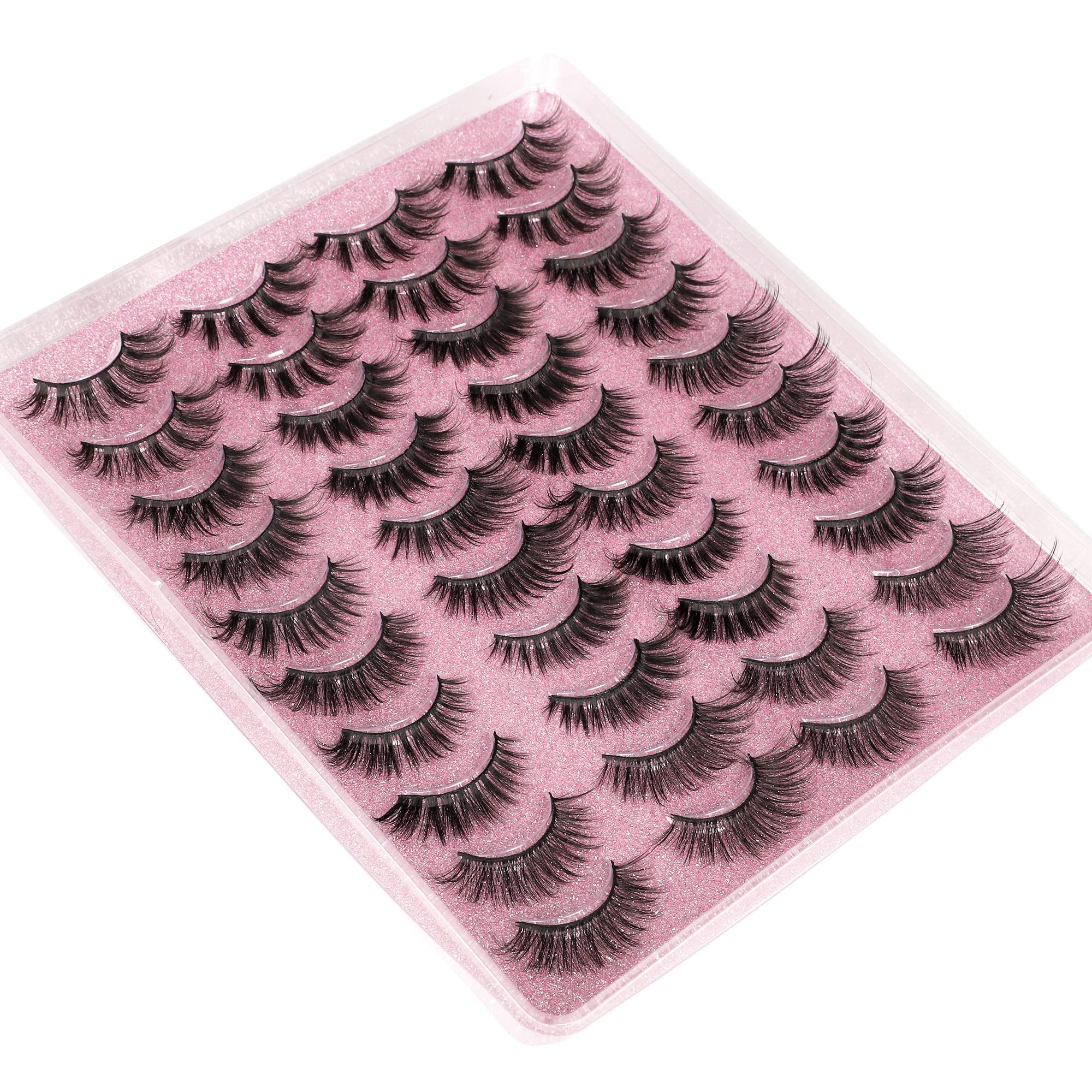 20 Pairs False Eyelashes 3D Faux Mink Lashes Natural Look Wispy Fake Eyelashes ALPHONSE 16-20MM Fluffy Volume Long Thick Lashes Pack 5 Styles Mixed