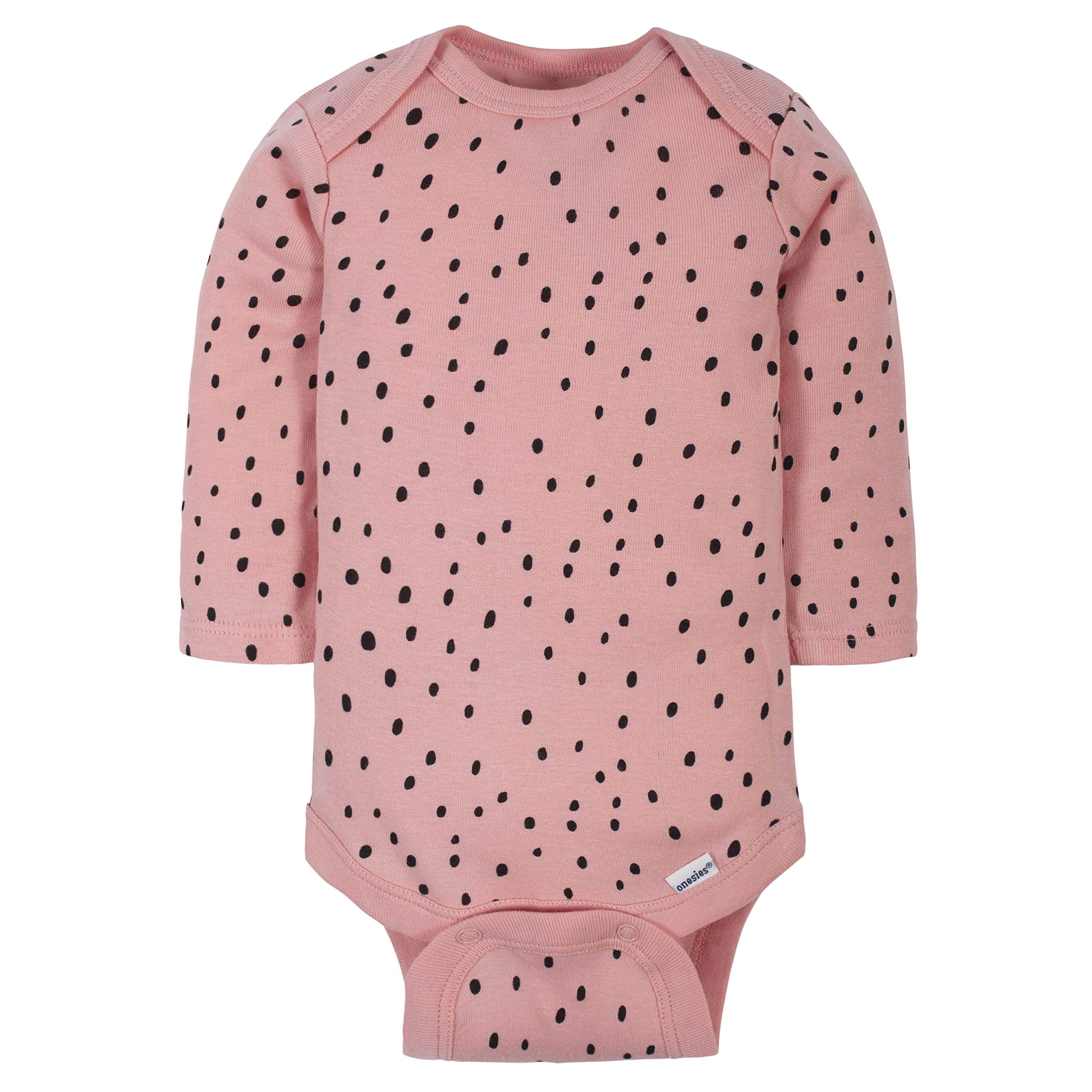 Gerber Baby Girls' 6-Pack Long-Sleeve Onesies Bodysuits, Bear Pink, 0-3 Months