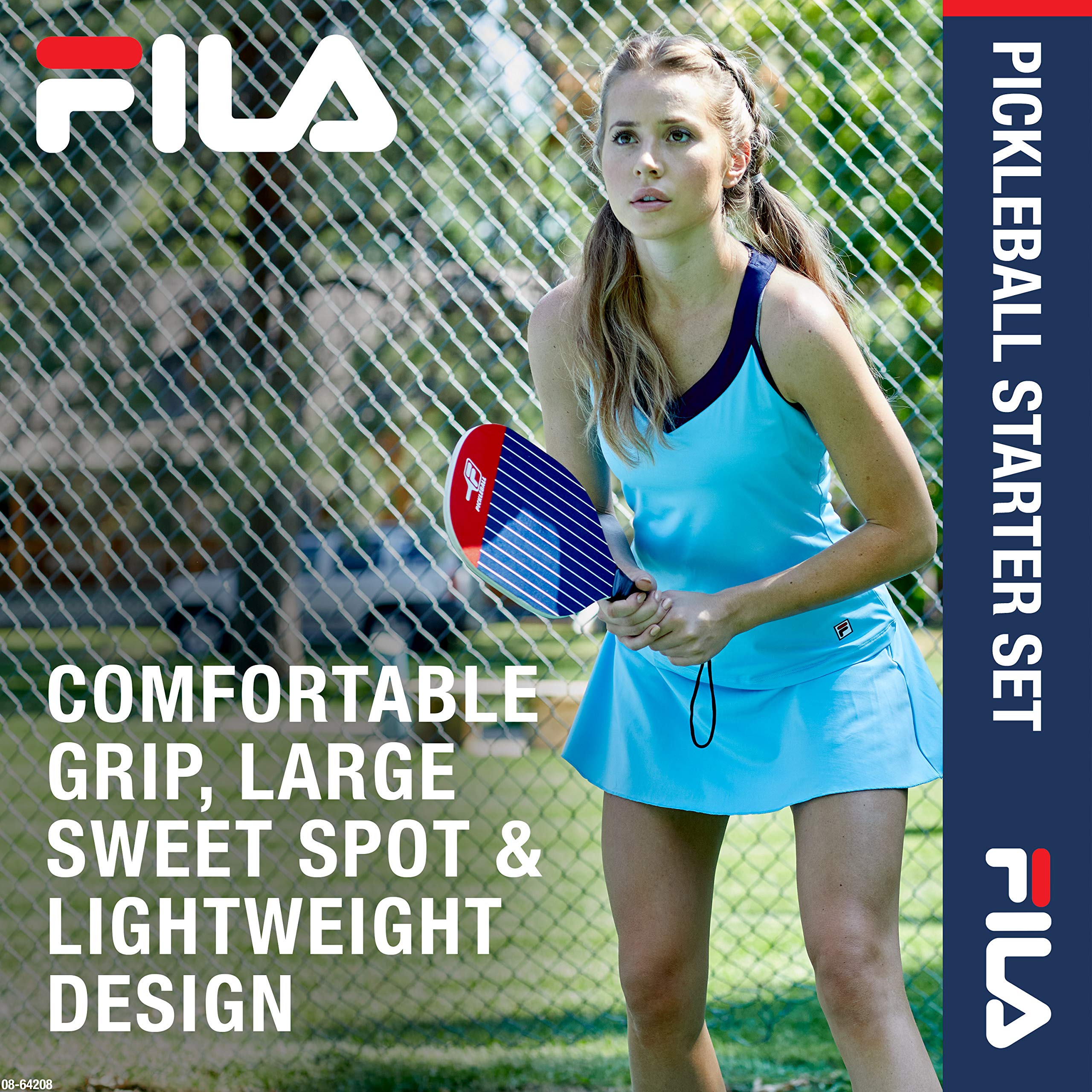 FILA Accessories Pickleball Paddles Set of 2 - Includes 2 Pickle Ball Rackets, 2 Outdoor Pickleball Balls, Pickle-Ball Raquet Game Equipment Mesh Bag (Deuce)