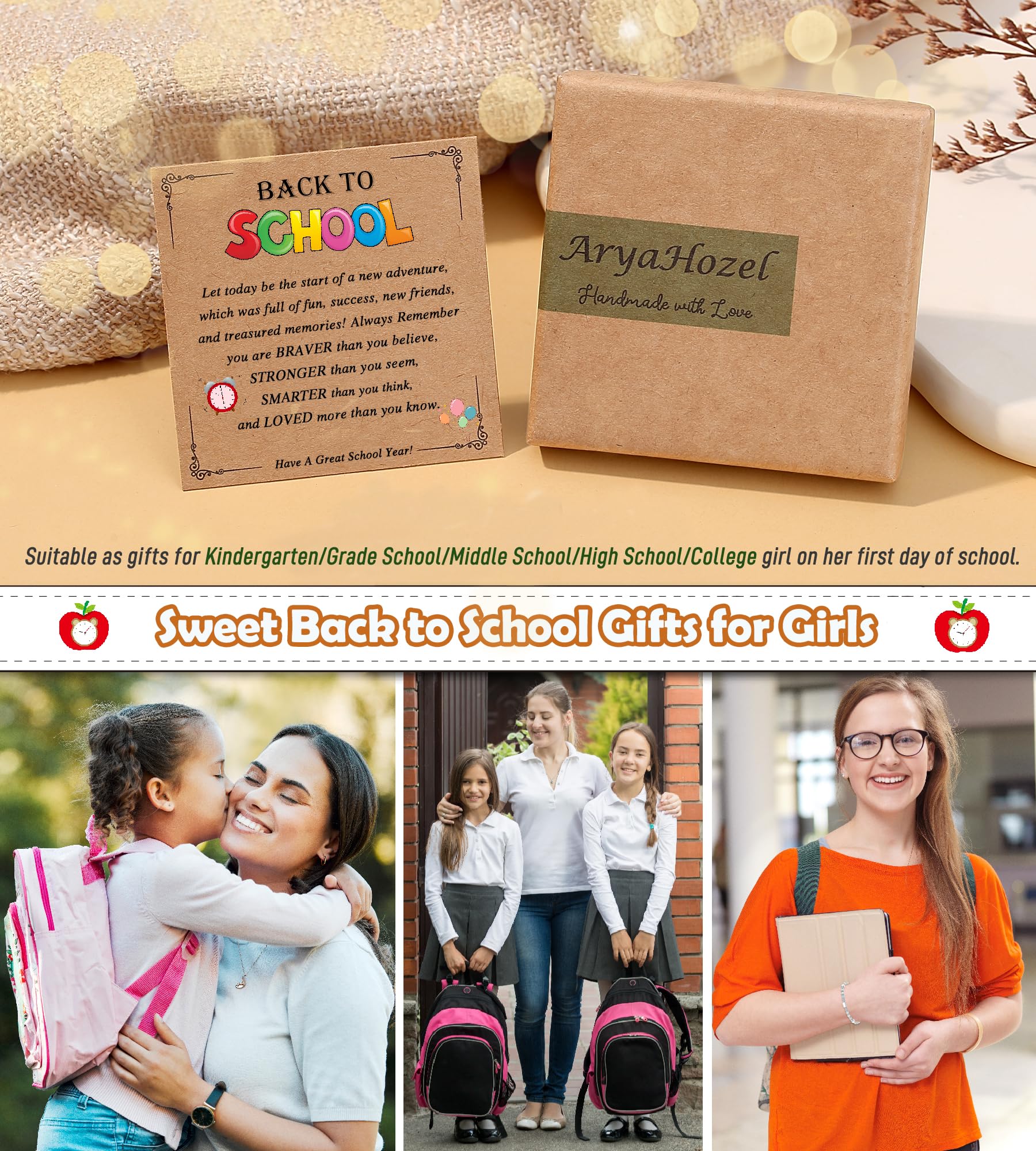 AryaHozel Back to School Bracelet, Back to School Gifts for Students College Middle High School Girls Back to School Supplies Stuff First Day of Kindergarten Bracelet 1st Day of School Bracelet