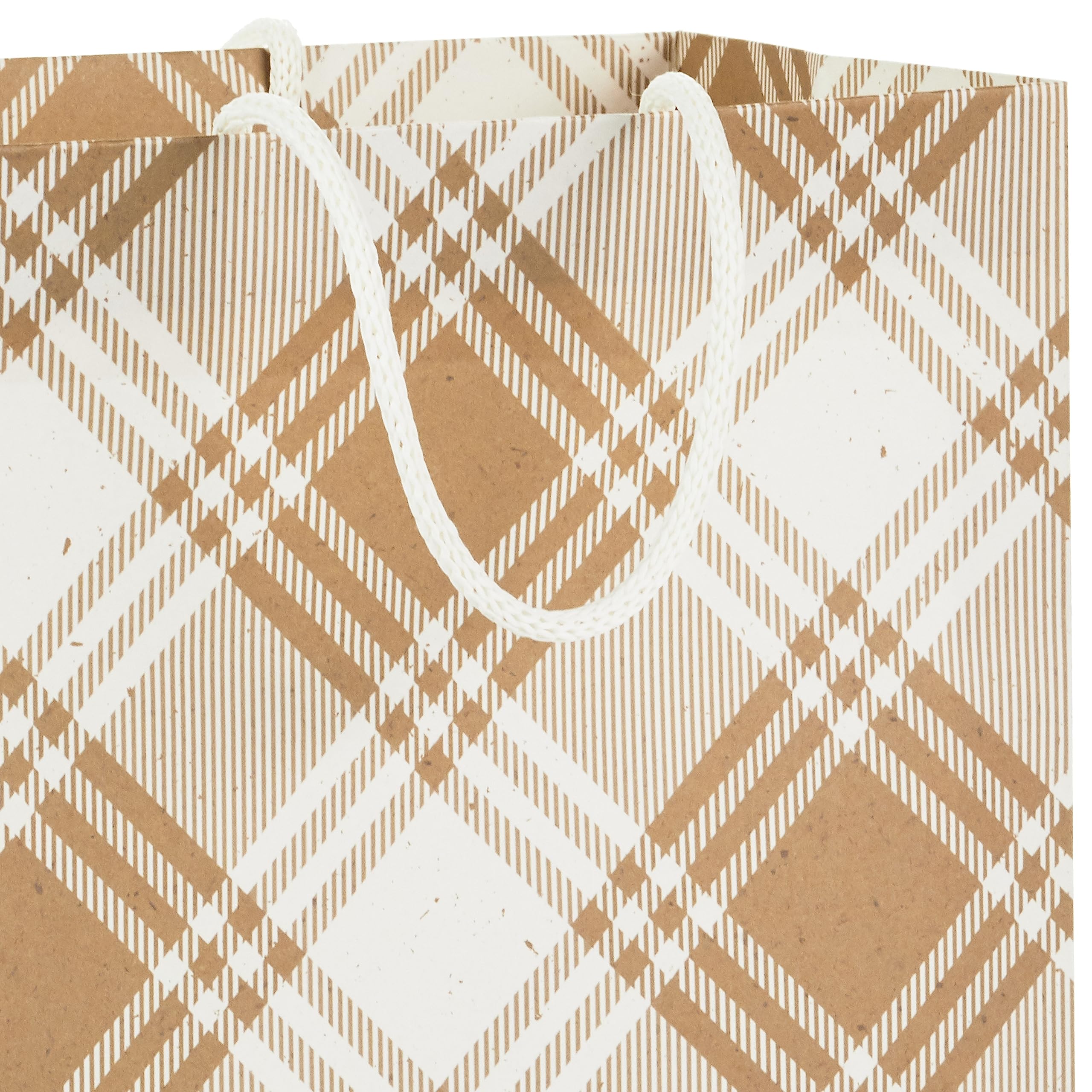 Hallmark Assorted Christmas Gift Bags, Recyclable Kraft Brown with Snowflake, Plaid and Trees (8 Bags: 3 Small 6", 3 Medium 9", 2 Large 13") for Holiday Parties, Hanukkah, Winter Weddings