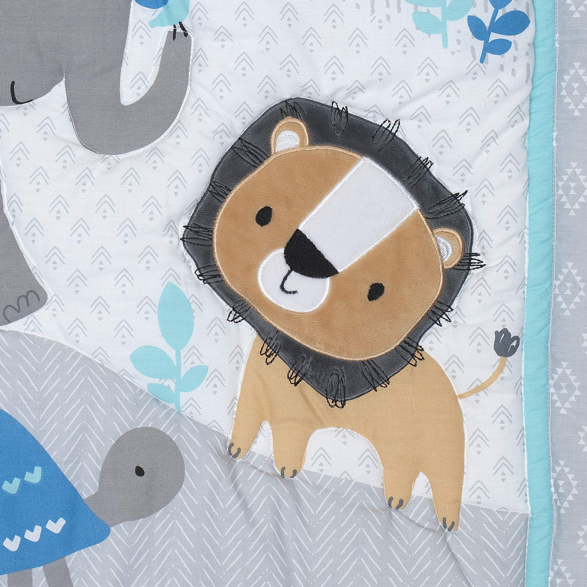 Bedtime Originals Jungle Fun 3-Piece Crib Bedding Set, Blue/Gray(Pack of 1)