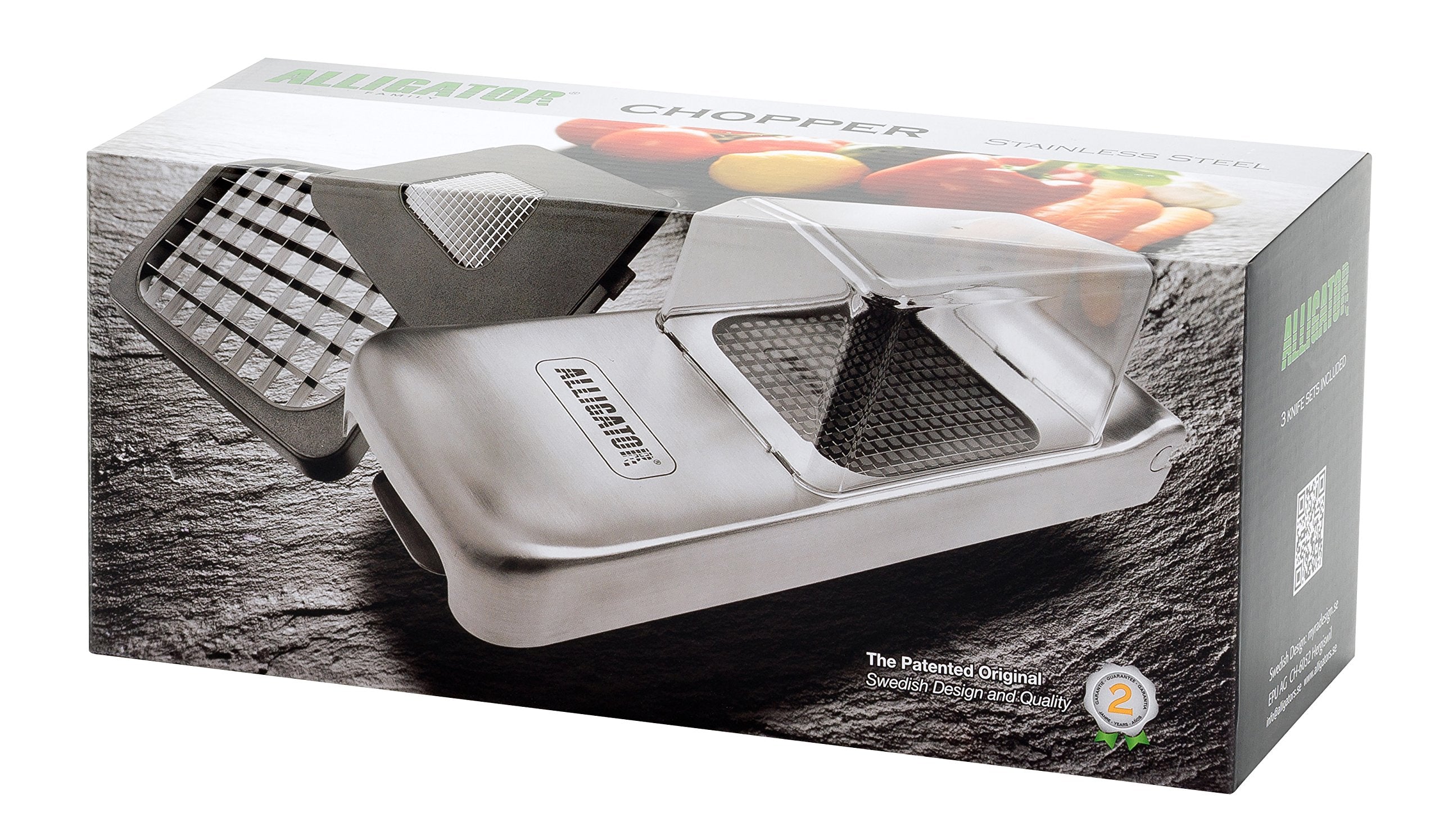 Alligator Vegetable Chopper with Container | Food, Salad, Veggie Dicer, Manual Onion Chopper Vegetable Cutter | 3 Stainless Steel Blades Included | Perfect for Kitchen Prep
