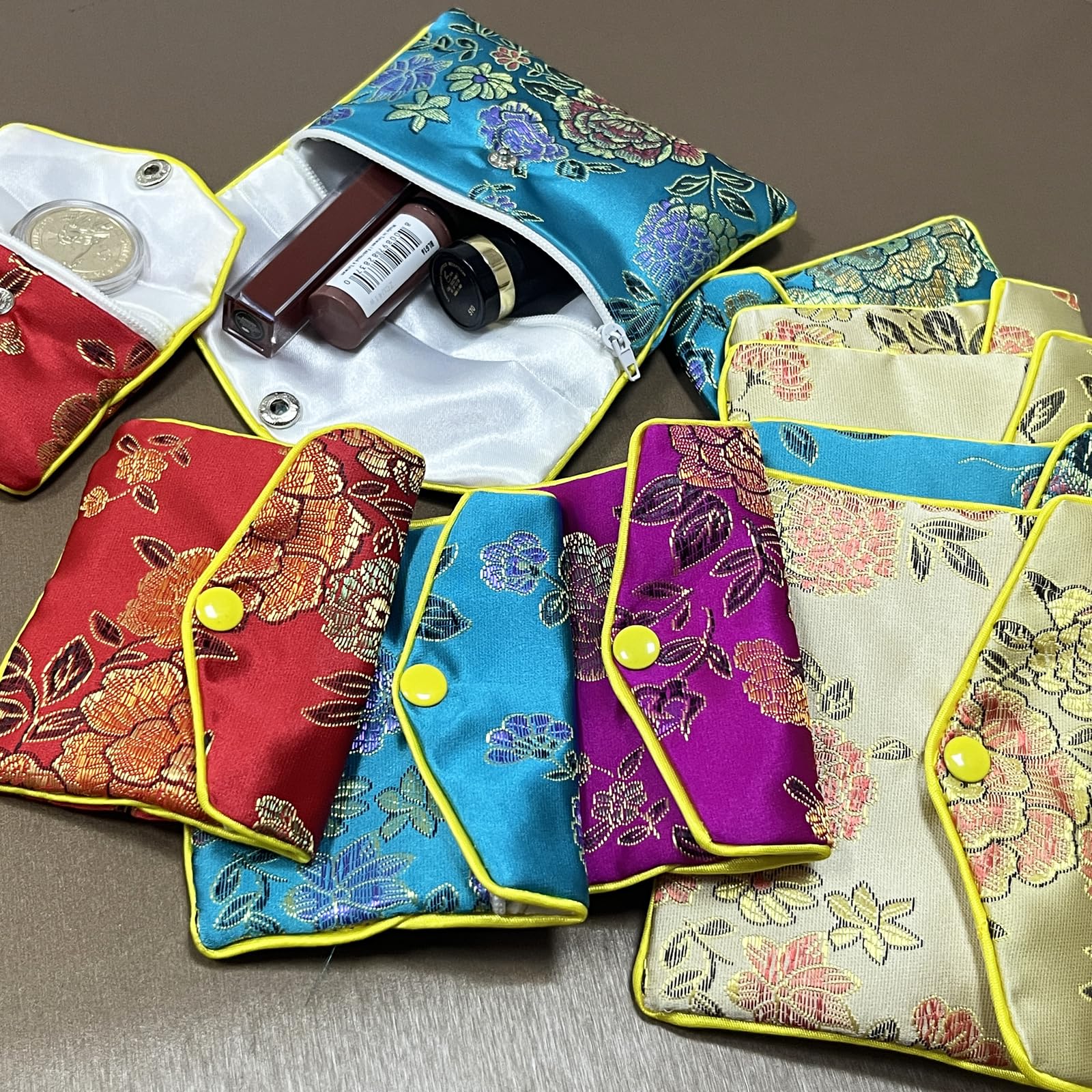 Bleiou 15 Pcs Jewelry Silk Purse Pouch Brocade Gift Bags Mix Colors(Large)