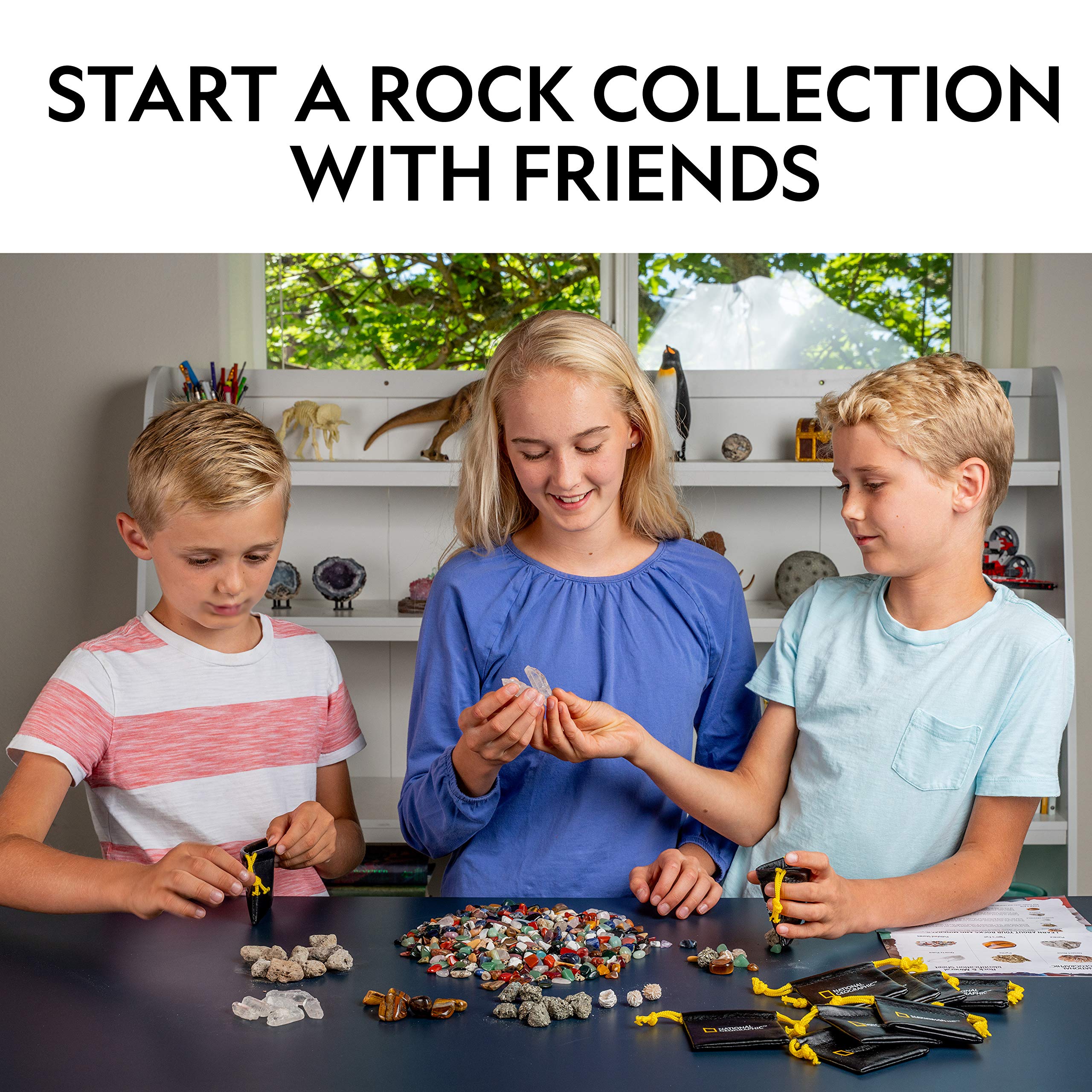 NATIONAL GEOGRAPHIC Kids Rock Collection – 1.25 Lb Assorted Rocks, Minerals & Gemstones Plus 50 Cool Rocks and Minerals to Share, A Great STEM Earth Science Kit for The Classroom, Homeschool & More