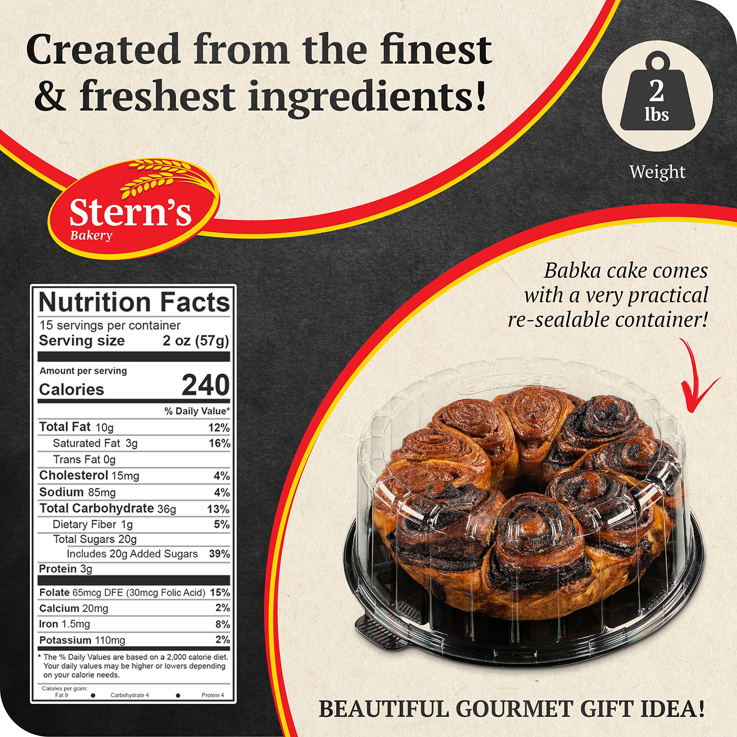 Chocolate N’ Cinnamon Babka Cake | 32 Oz Babka Bread | Valentines Gift Basket | Christmas, Valentines or Thanksgiving | Gift Idea for Men, Women, Colleagues & Friends
