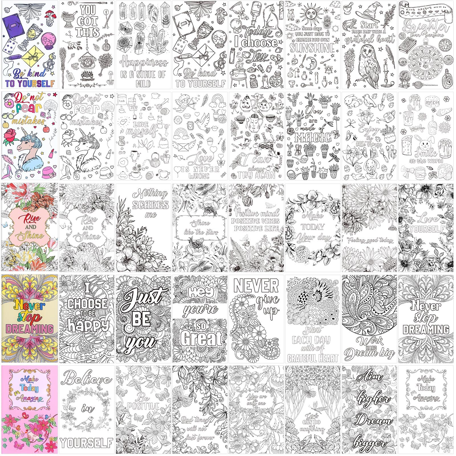 Eaasty 75 Pcs Mini Adult Coloring Books Bulk Mandala Activity Books with Positive Quote Motivational Inspirational Coloring Gifts for Kids Adults Stress Relieving Holiday Party Favors Back to School