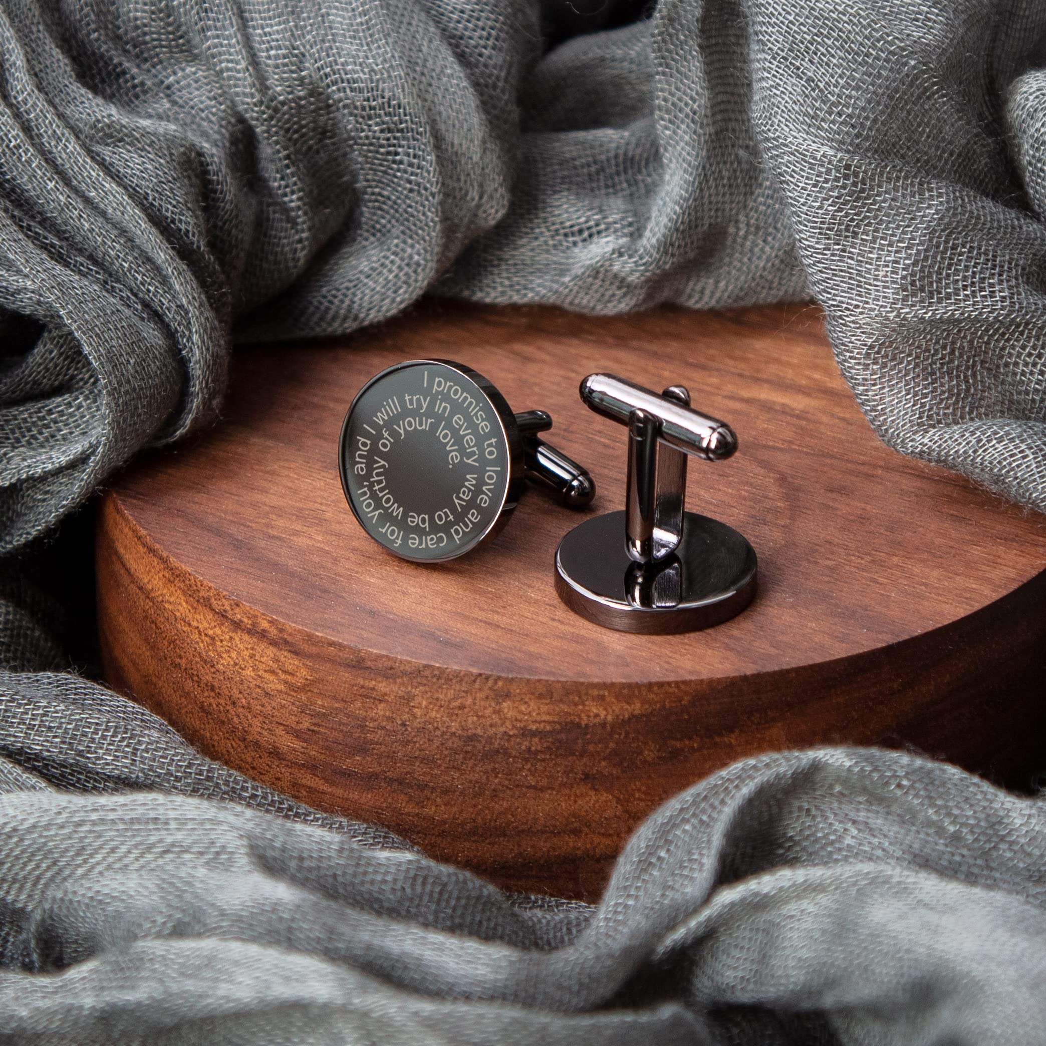 MUUJEE Cufflinks with Engraved Wood Gift Box - To My Groom on Our Wedding Day Mens Unique Fiance Gift from the Bride or Wife for Future Husband on Marriage Ceremony Premium Stainless Steel