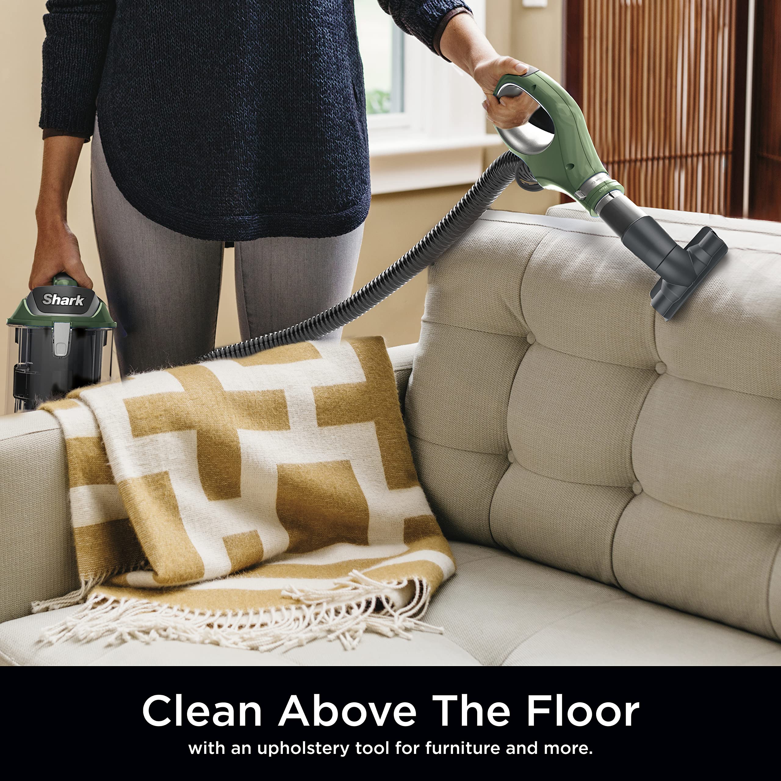 Shark ZU782 Rotator Lift-Away DuoClean Pro Upright Vacuum with Self-Cleaning Brushroll, HEPA Filter, Headlights, Swivel Steering, Upholstery Tool, Pet Power Brush & Crevice Tool, Sage Green