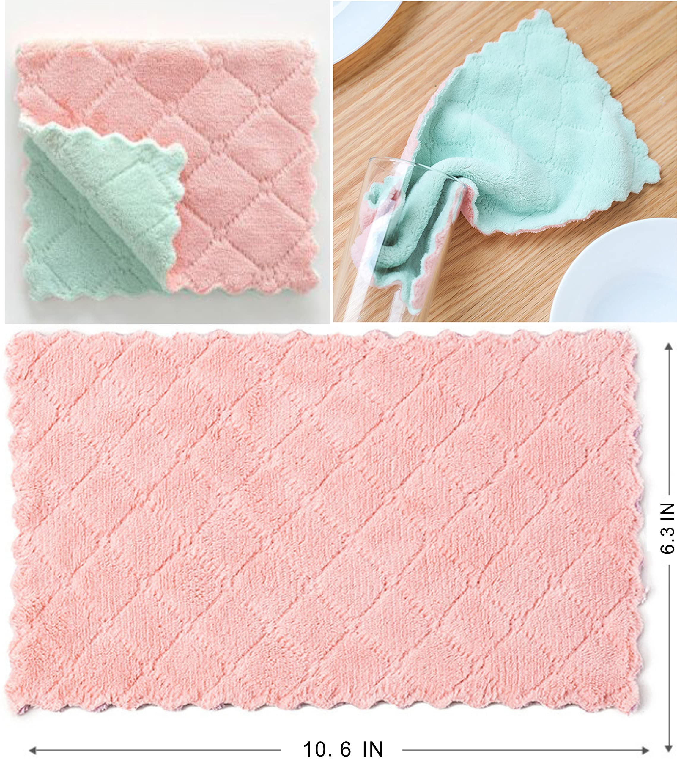 SAOYOAS 20 Pack Kitchen Towels Quick Dry Washcloths, Coral Velvet Dishtowels Multipurpose Reusable Cloths, Soft Tea Absorbent Cleaning Cloths Double-Sided Microfiber Lint Free Rags.