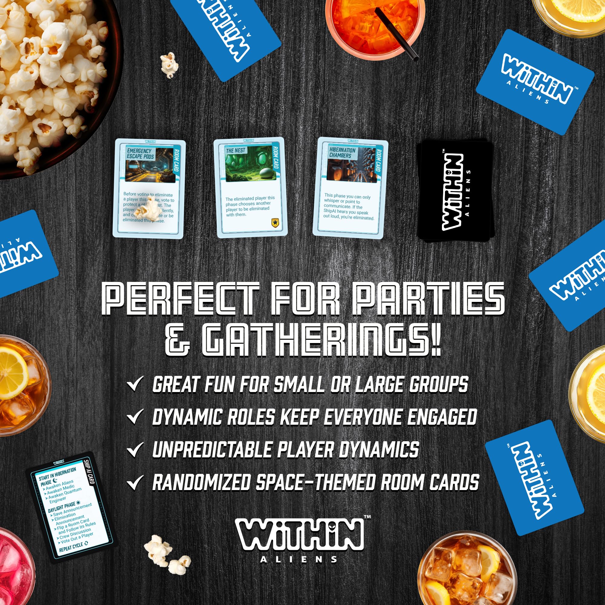 Within - Fun Space Card Game for Families & Adults | Best Board Game of 2024 for Parties & Game Nights | Sci-Fi Strategy with Hidden Aleins & Crew Battles | Fun Games for Adults & Family