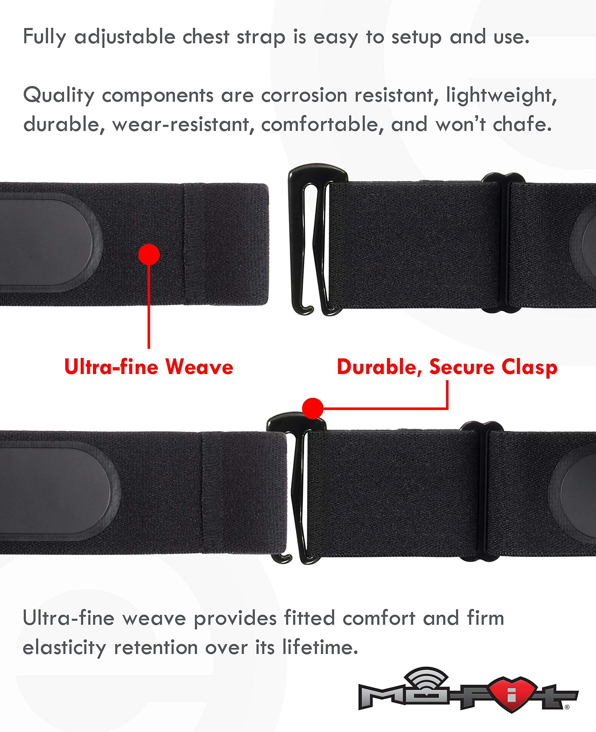 Mo-Fit Trio - Heart Rate Monitor Chest Strap/HRM for Apple, Android, Peloton, Garmin, Polar, Wahoo, Strava, Zwift, ANT+, 5.3 kHz Gym Equipment, and Most Bluetooth 5.0/4.0 Enabled Fitness Devices