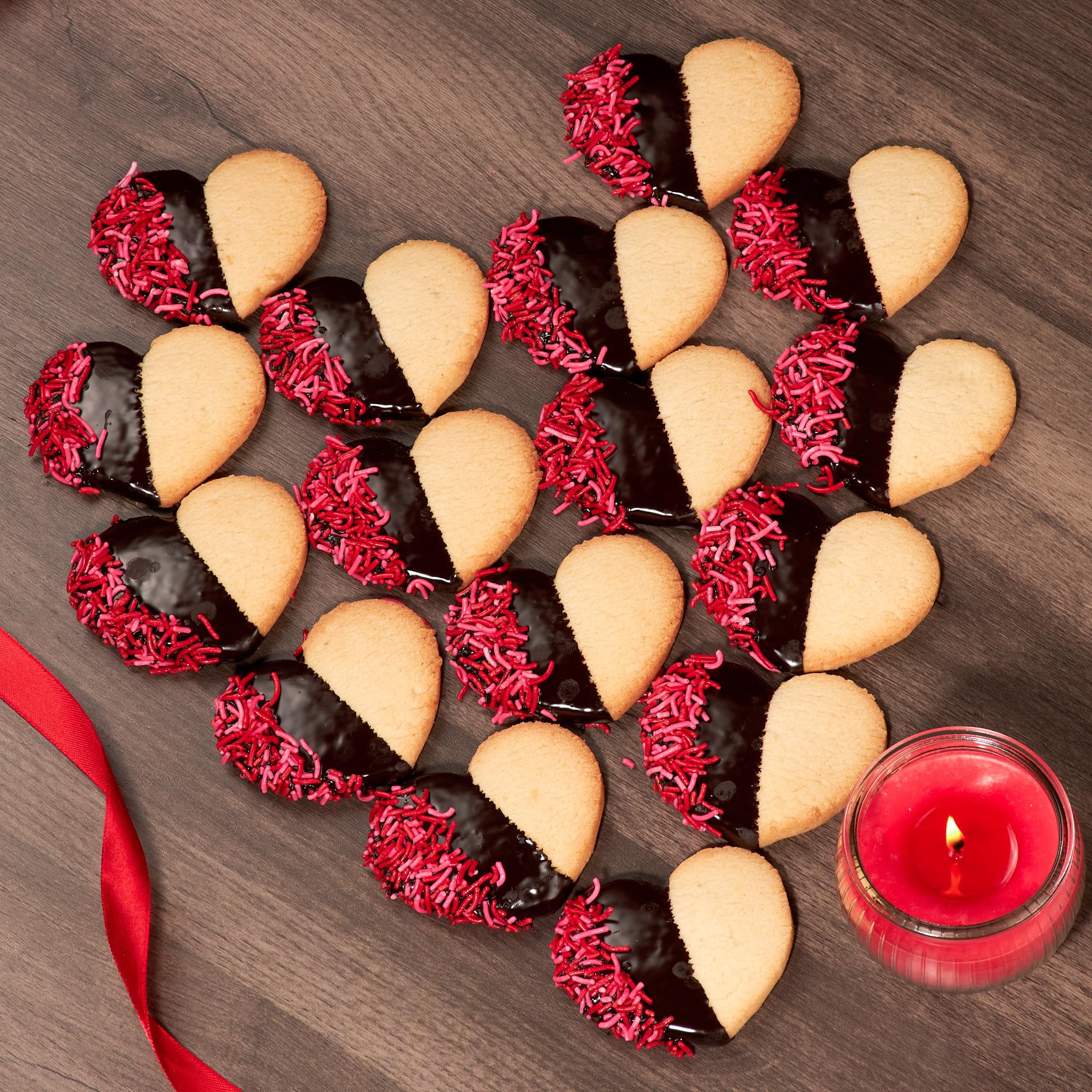 Heart Shaped Chocolate Cookies With Red Sprinkles |[6 Count] Cookies Individually Wrapped | Fathers Day Food Gifts for Dad Husband Grandpa | Kosher, Nut Free | Stern’s Bakery