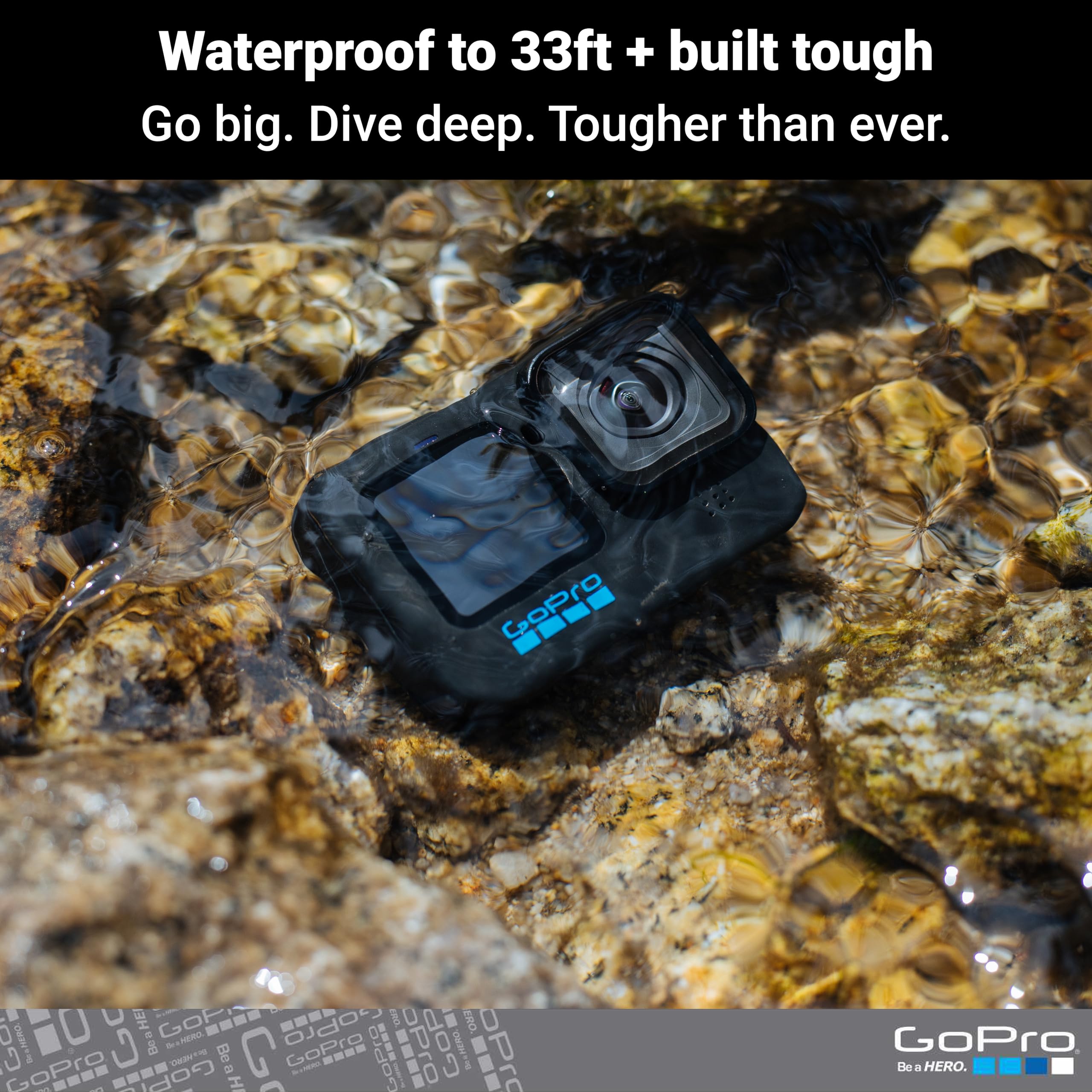 GoPro HERO10 Black- E-Commerce Packaging - Waterproof Action Camera with Front LCD & Touch Rear Screens, 5.3K60 Ultra HD Video