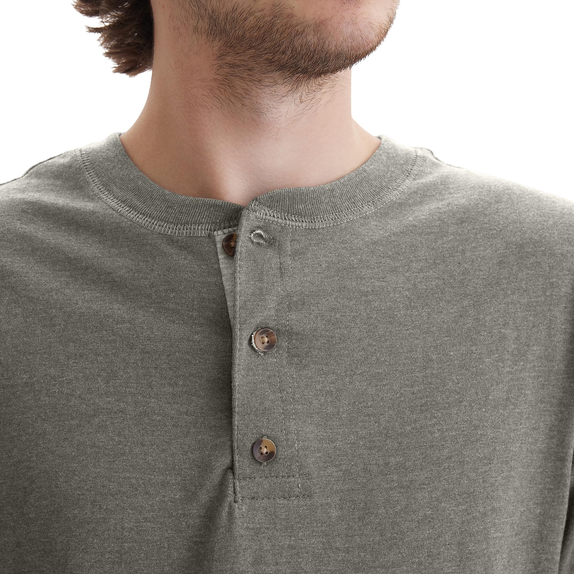 Hanes Men's Beefy Long Sleeve Three-Button Henley