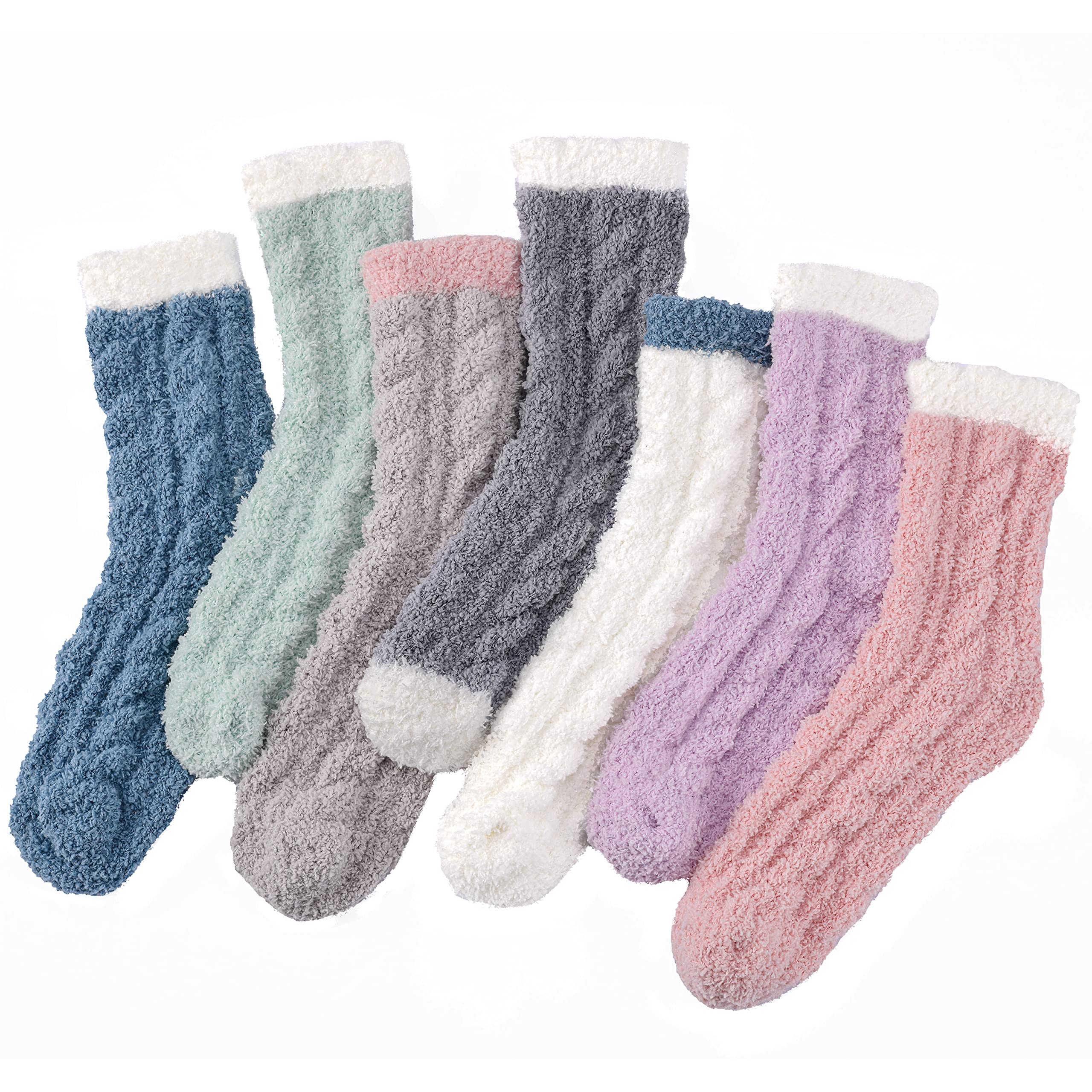 7 Pairs Fuzzy Socks - Fuzzy Socks for Women, Women's Winter Super Soft Warm Cozy Socks, Fluffy Socks Fits Most Size, Fleece-lined Slipper Socks, Candy Color Fuzzy Socks