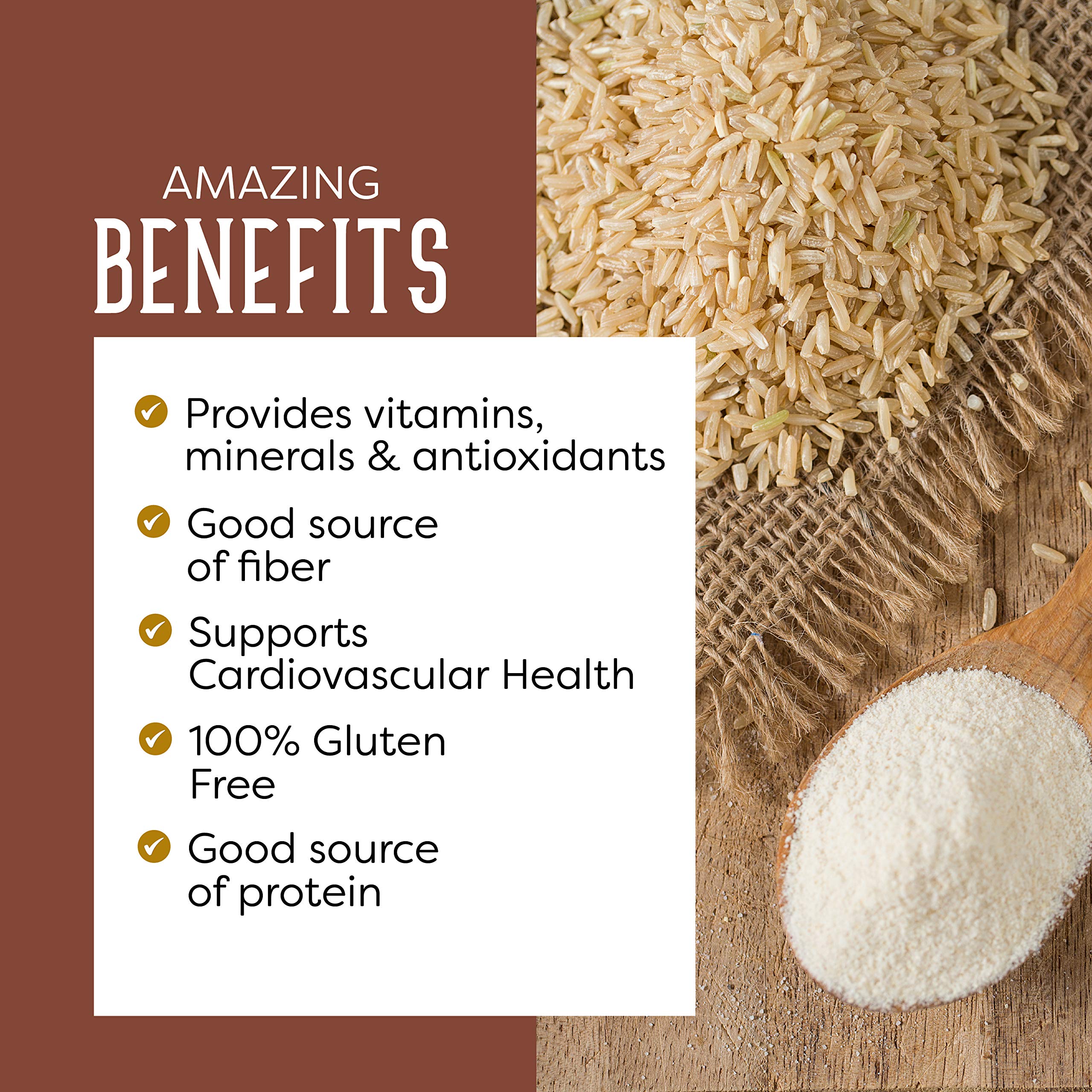 PuroRaw Brown Rice Flour, 2lb, Premium Brown Rice Flour Gluten Free, Rice Flour for Baking, Fine Brown Rice Flour Bulk, Superfine Rice Flour Tortillas,Natural, Non-GMO, Batch Tested, 2 Pound