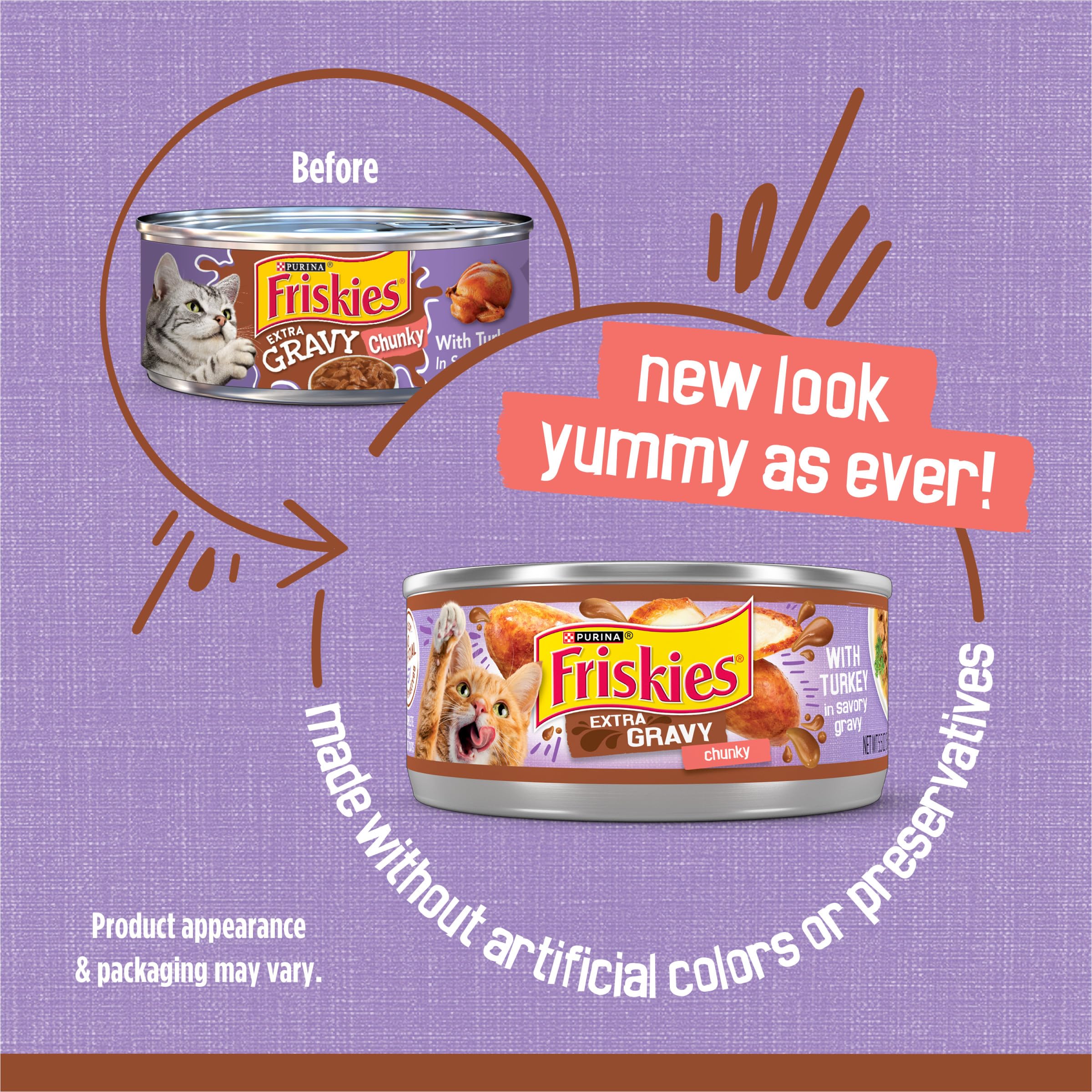 Purina Friskies Extra Gravy Wet Cat Food Chunky With Turkey in Savory Gravy - (Pack of 24) 5.5 oz. Cans